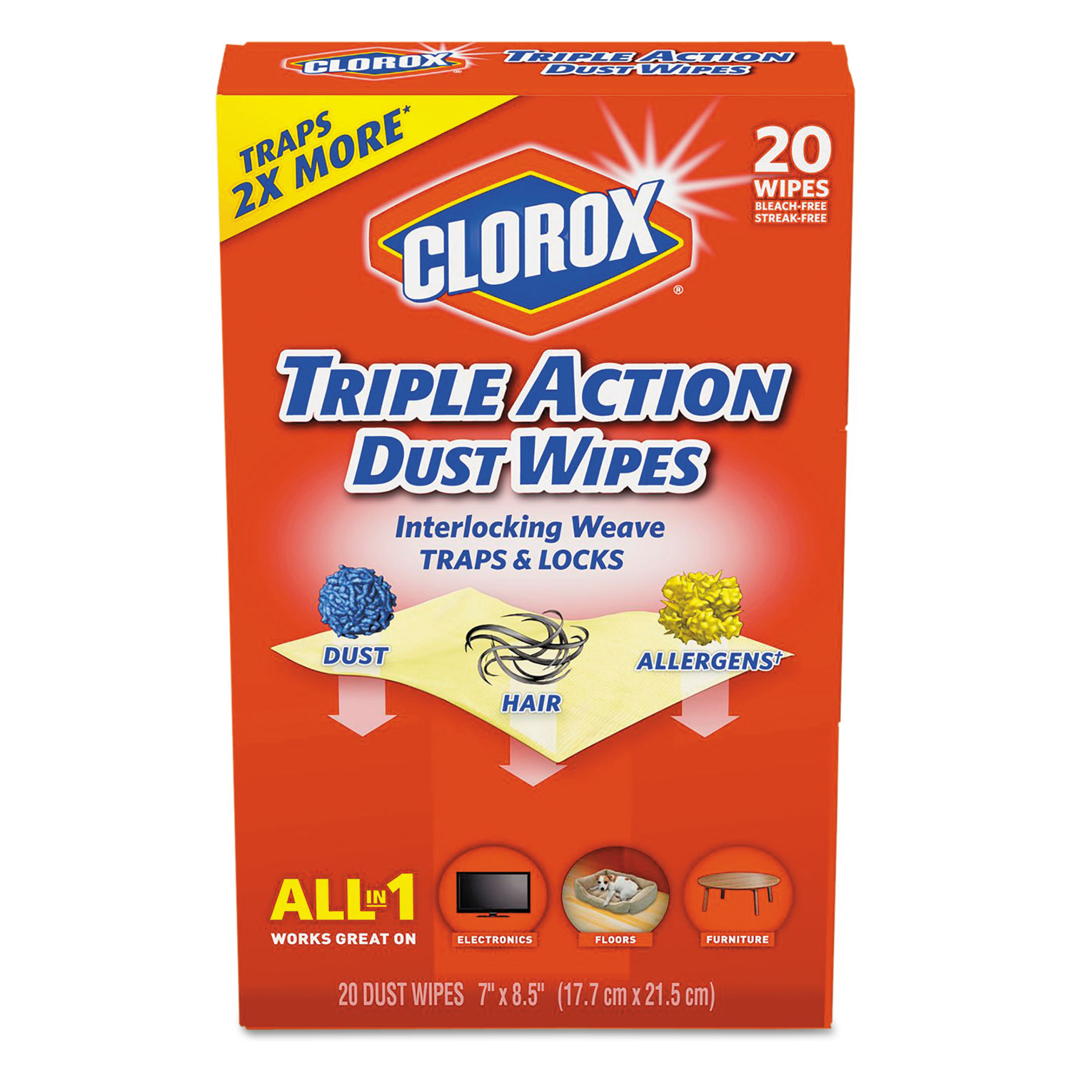 Triple Action Dust Wipes by Clorox® CLO31313EA
