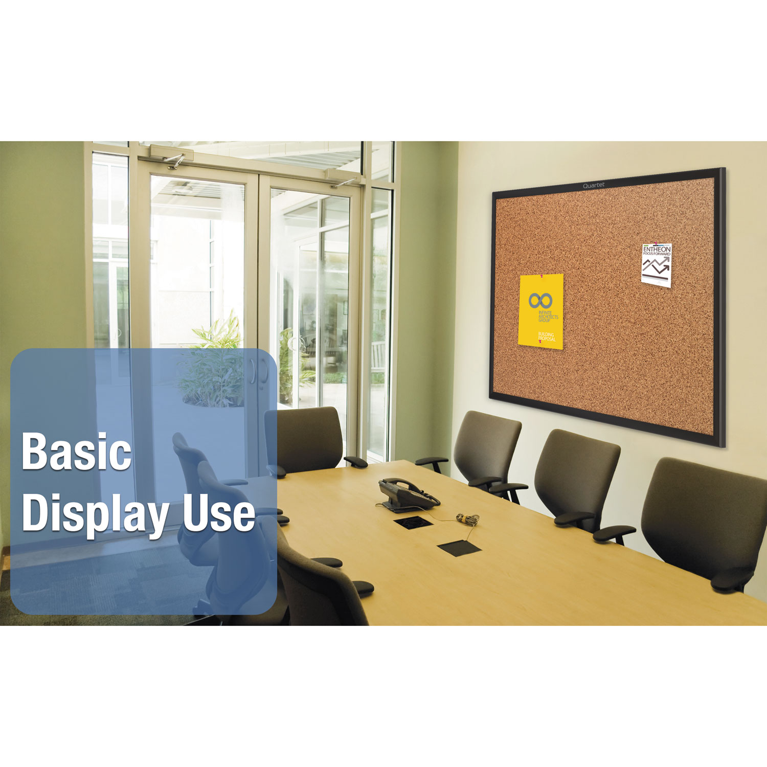 Quartet® Classic Series Cork Bulletin Board, 48x36, Black Aluminum