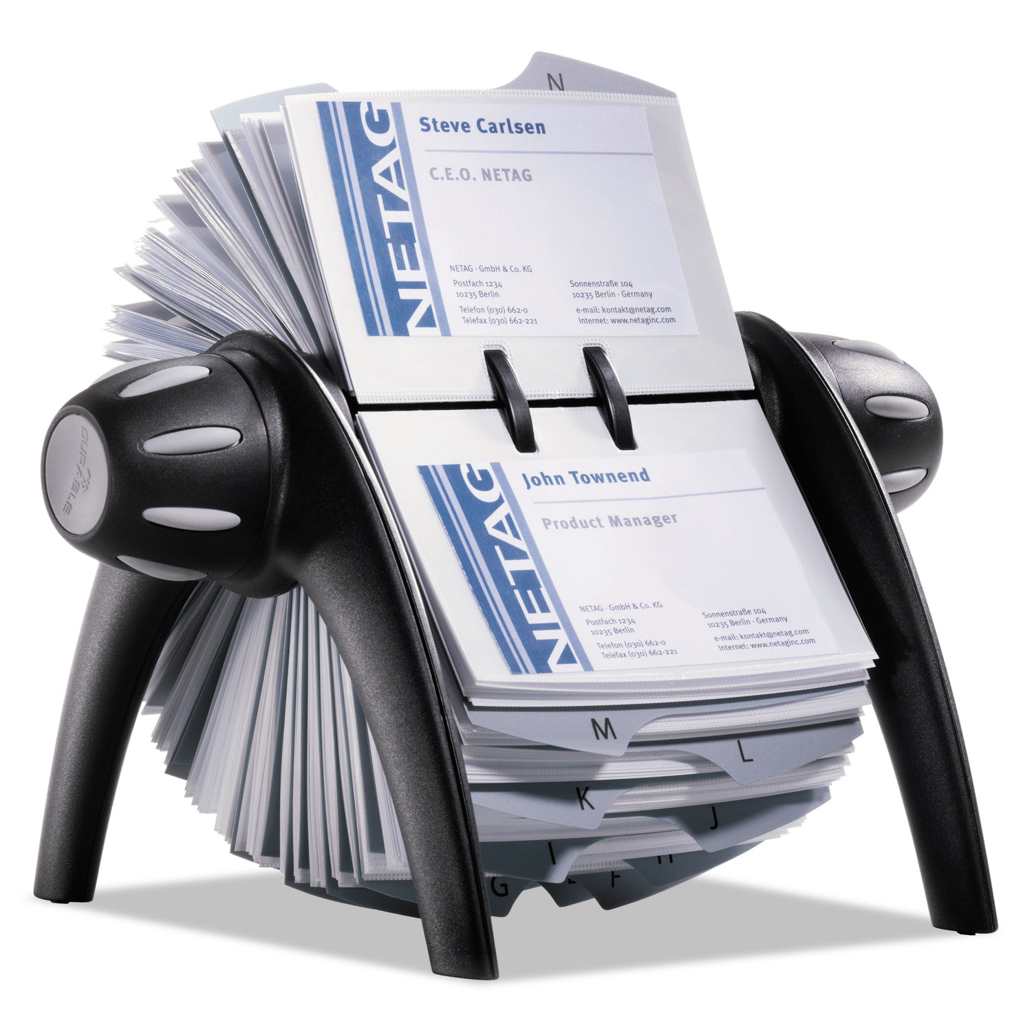 Durable® VISIFIX Flip Rotary Business Card File, Holds 400 2.88 x 4.13 Cards, 8.75 x 7.13 x 8.06
