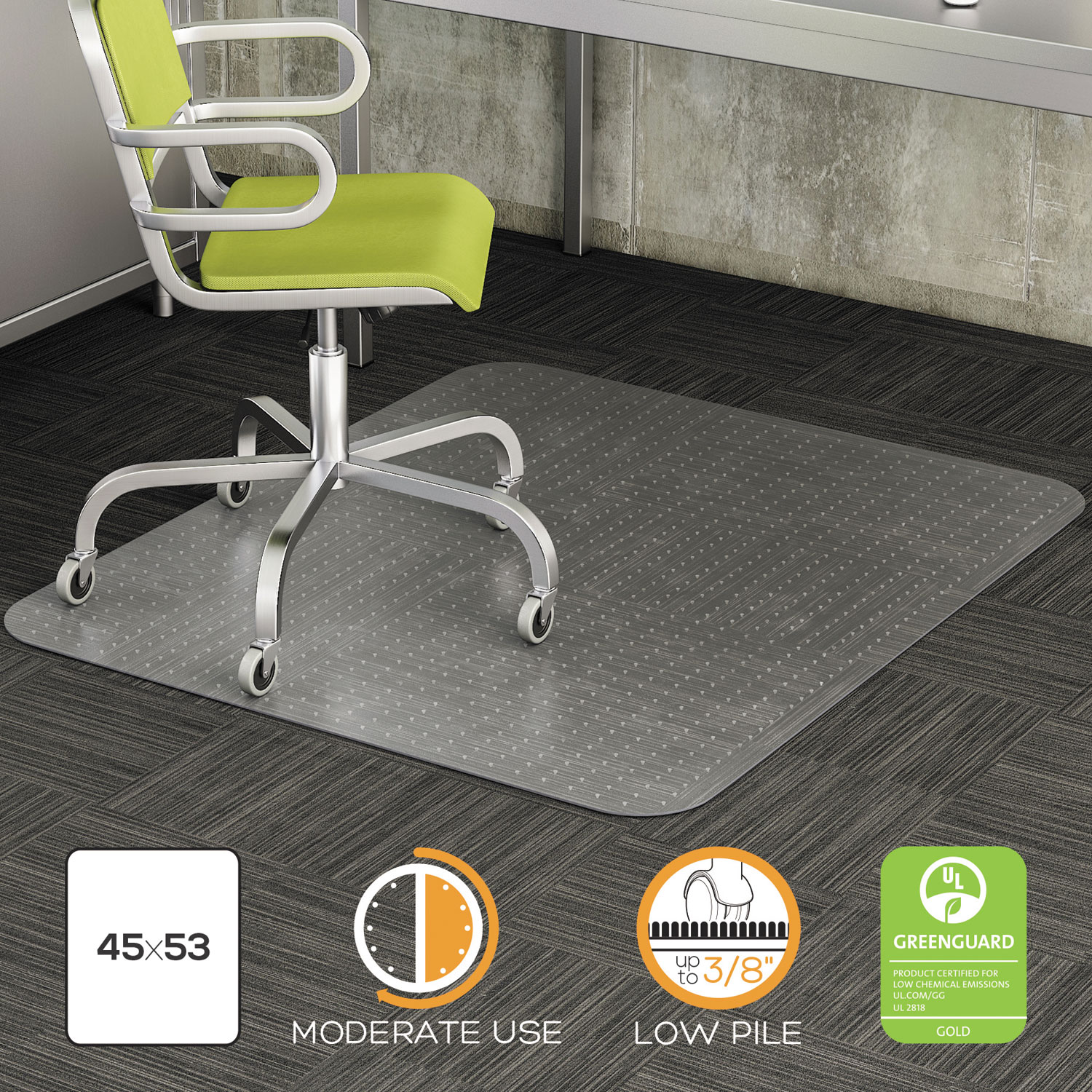 DuraMat Moderate Use Chair Mat for Low Pile Carpet, 36 x 48