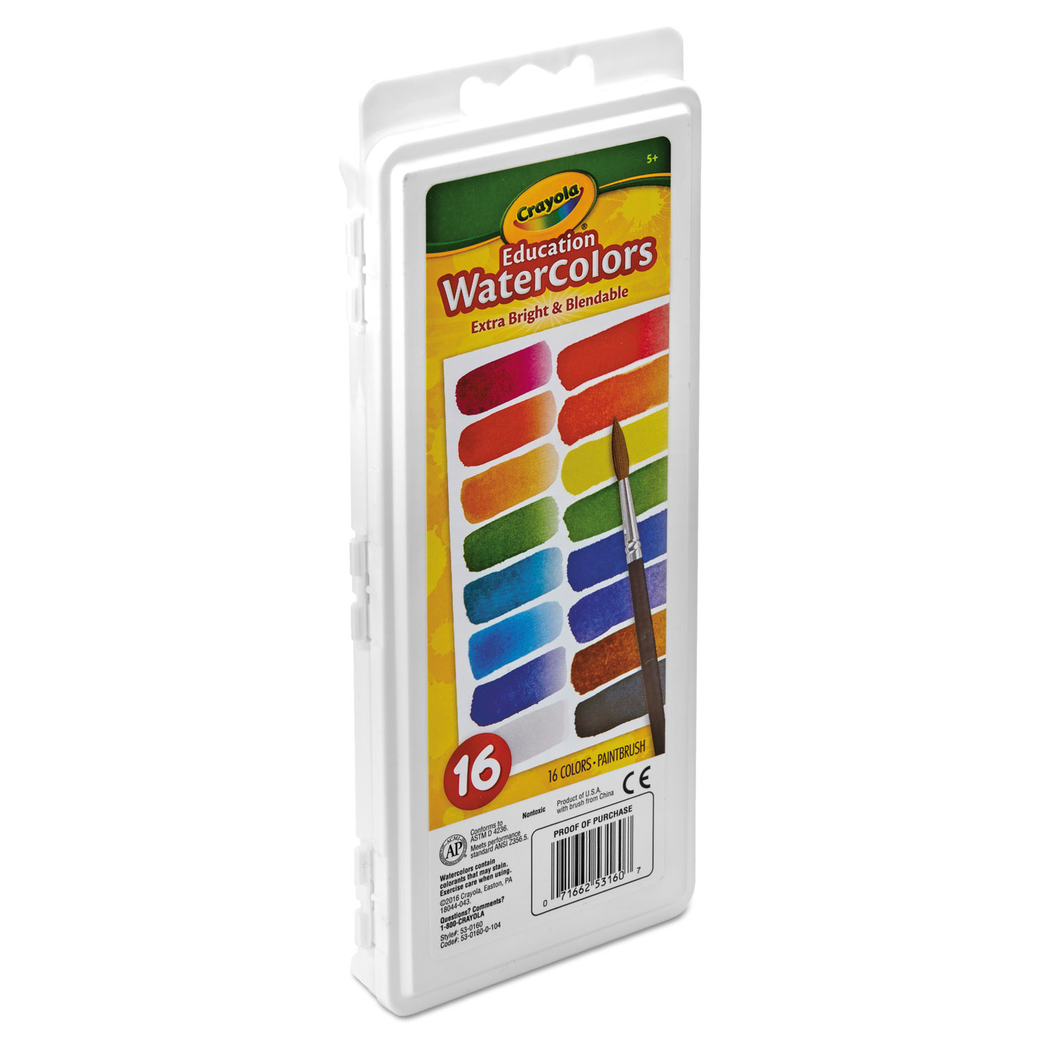 Crayola® Watercolors, 16 Assorted Colors, Palette Tray Americhem