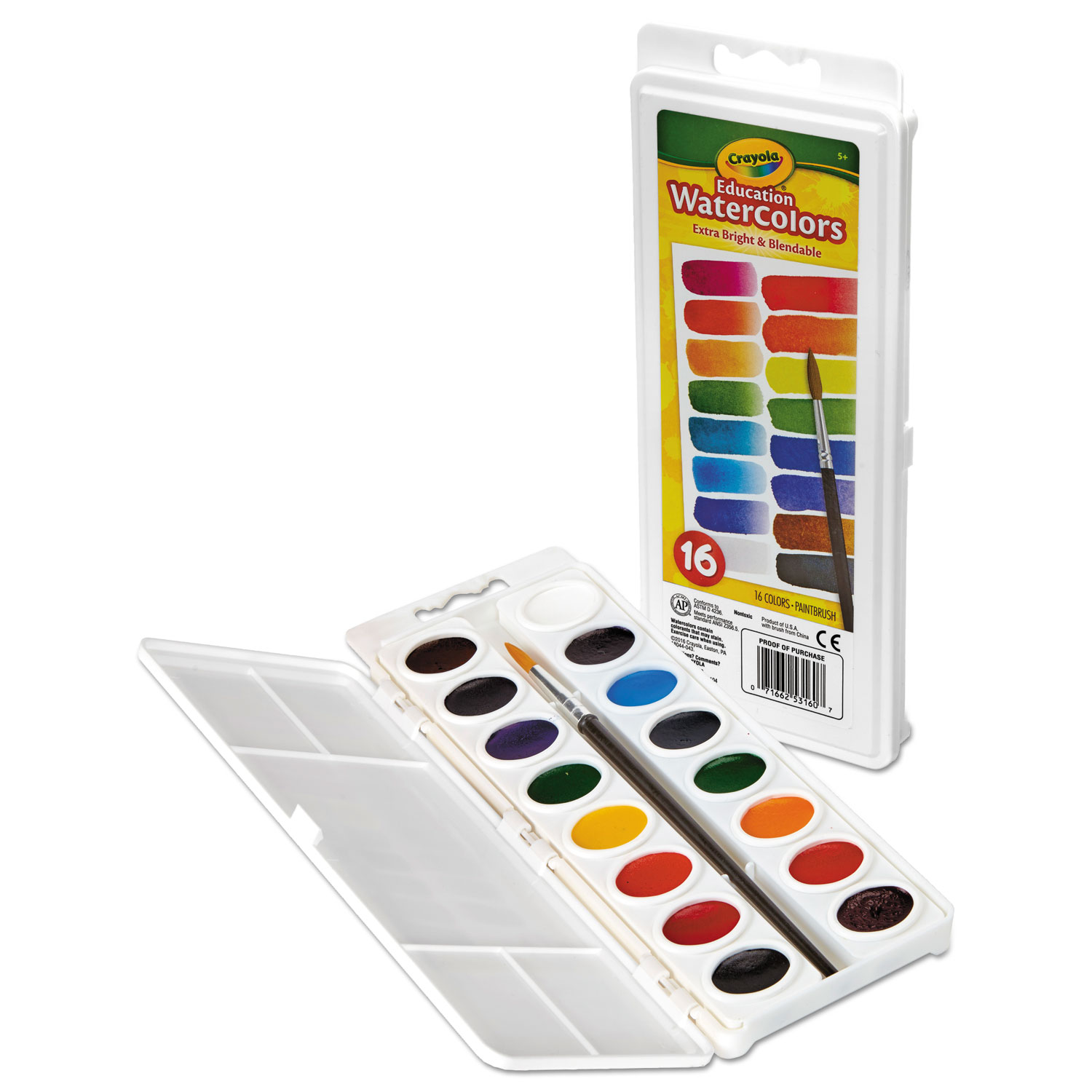 Crayola® Watercolors, 16 Assorted Colors, Palette Tray Americhem