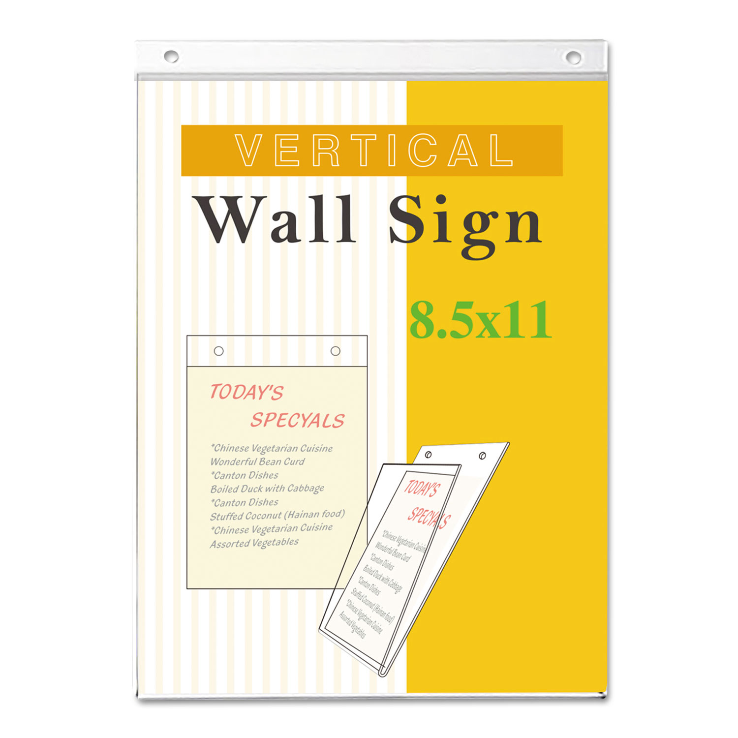 Wall Mount Sign Holder, 8 1/2" x 11", Vertical, Clear Elite Office