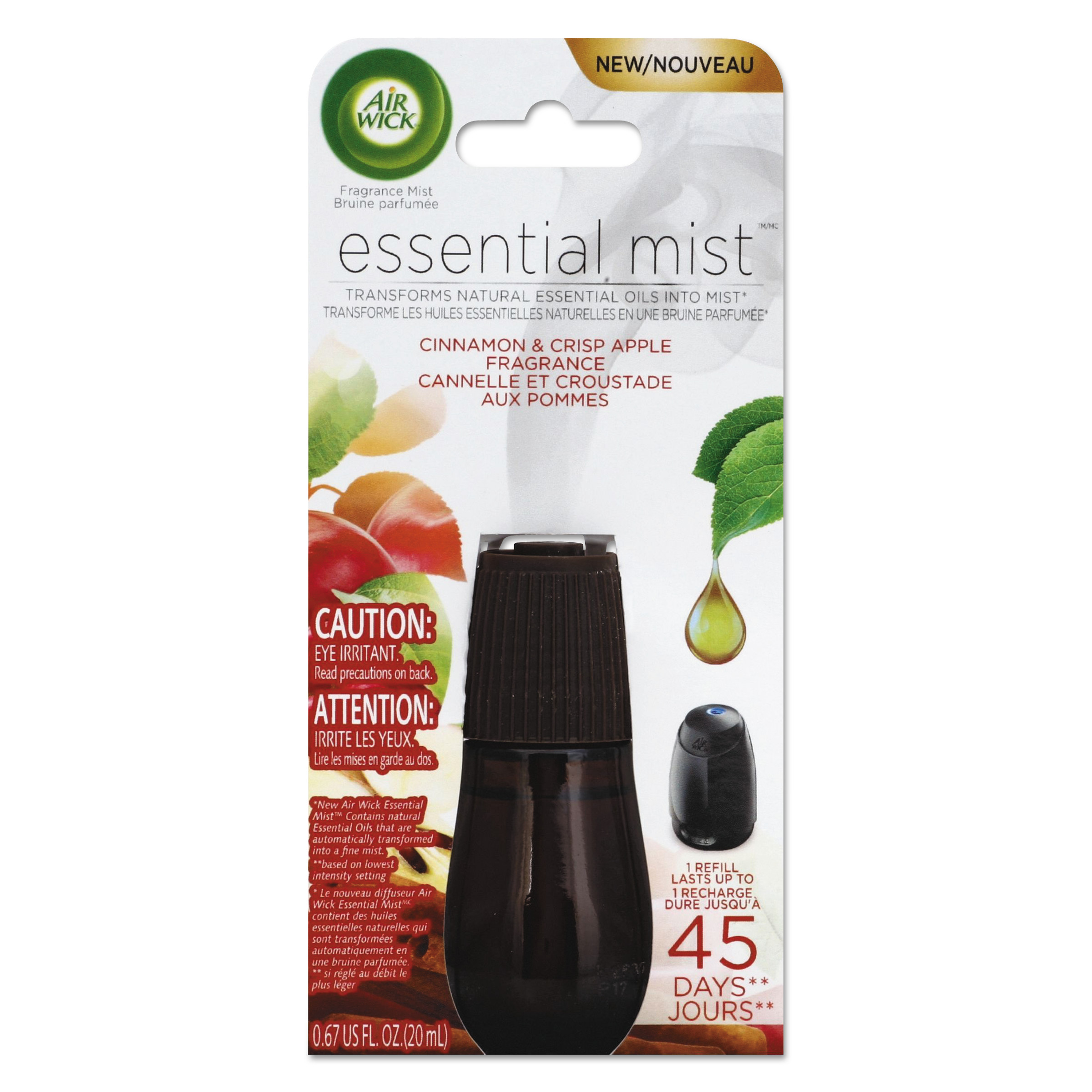 Air Wick Essential Mist Refill, Cinnamon and Crisp Apple, 0.67 oz