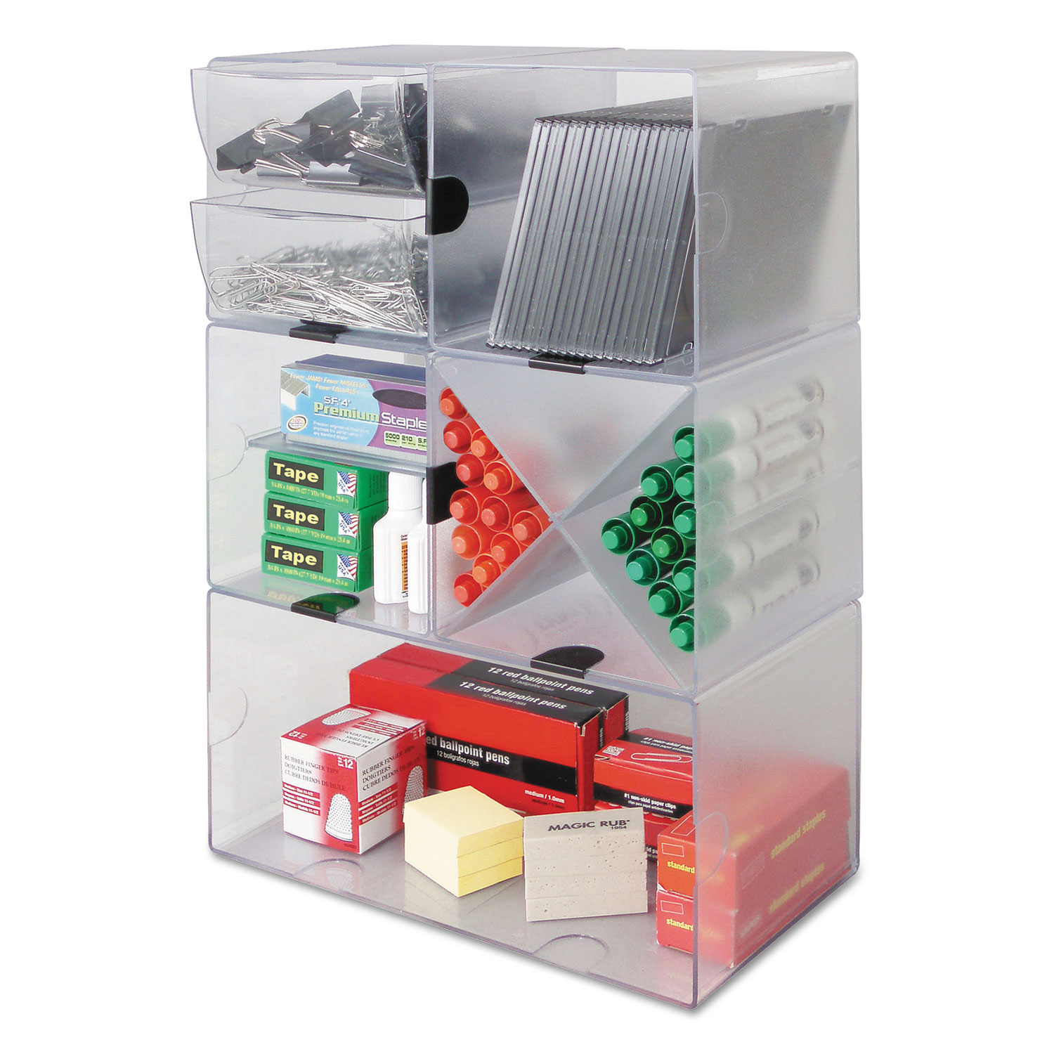 Stackable Cube Organizer, 4 Drawers, 6 x 7 1/8 x 6, Clear Sierra Office Systems & Products Inc.