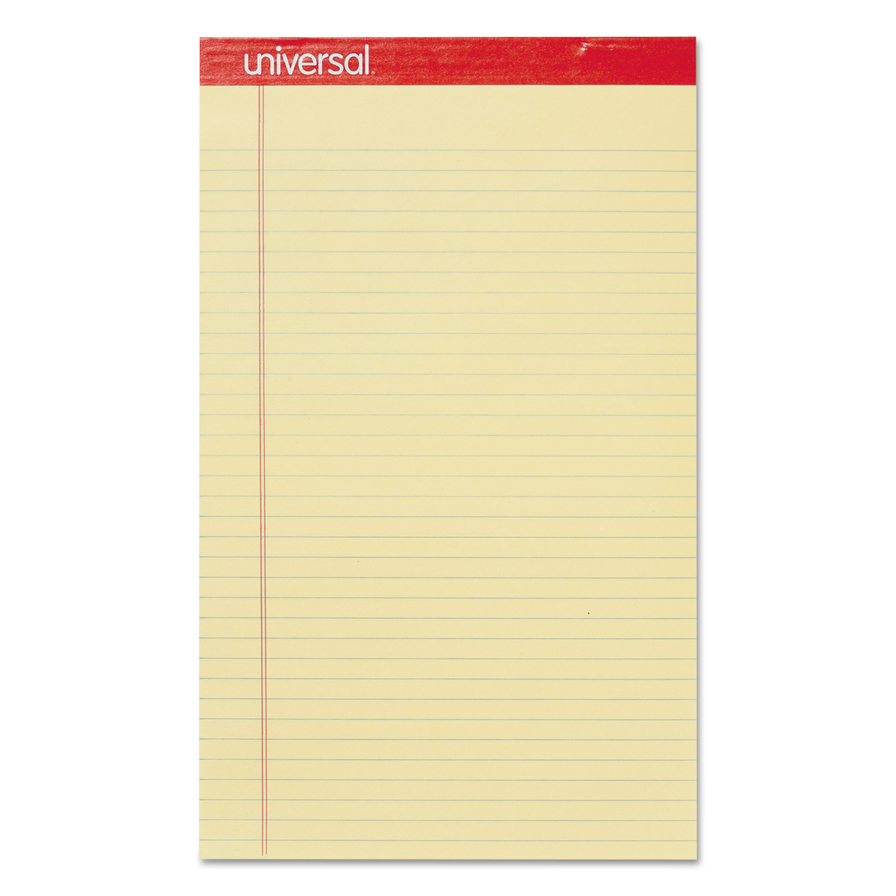 Perforated Ruled Writing Pads, Wide/Legal Rule, 8.5 x 14, Canary, 50