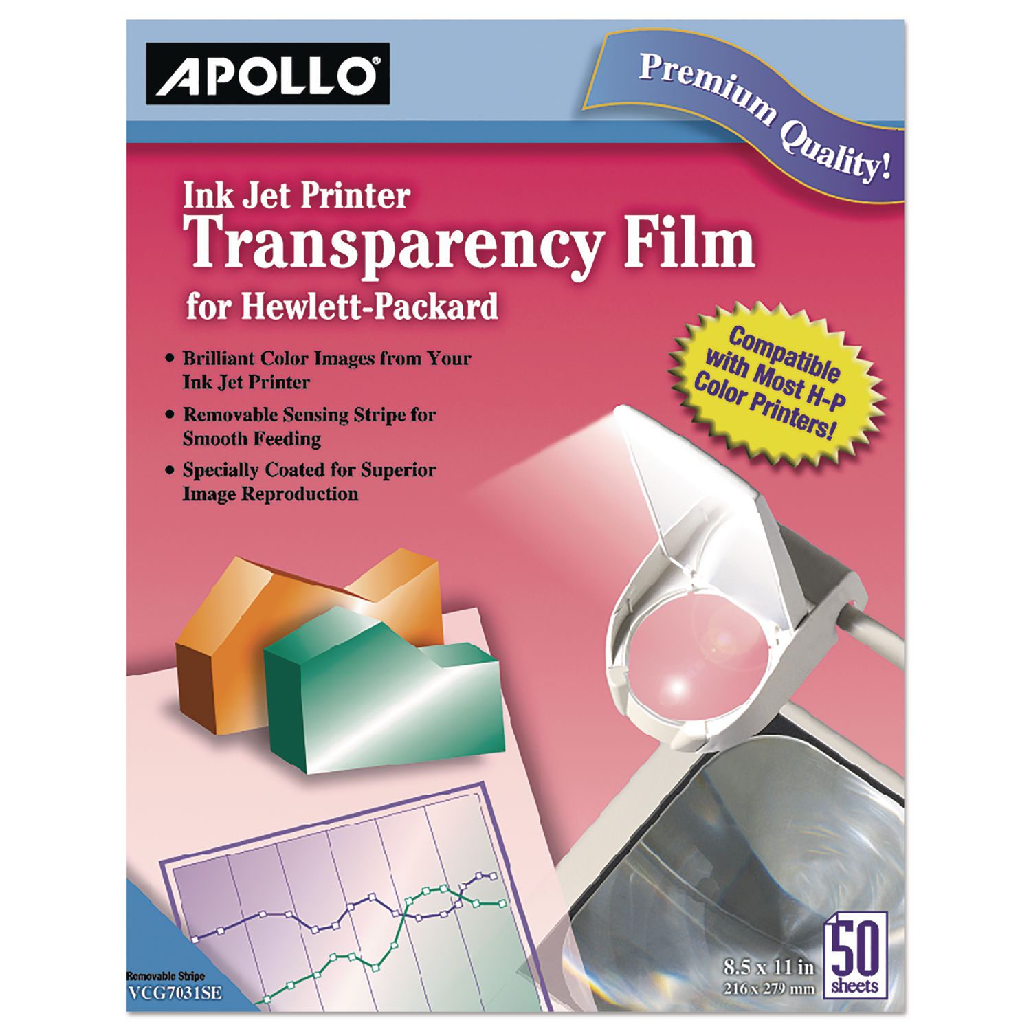 QuickDry Color Inkjet Transparency Film w/Handling Strip, Letter