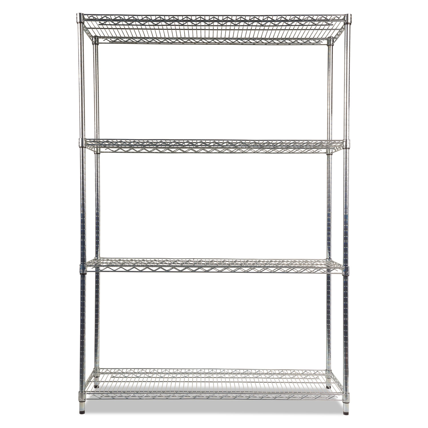 NSF Certified Industrial FourShelf Wire Shelving Kit, 48w x 18d x 72h, Silver Pointer Office