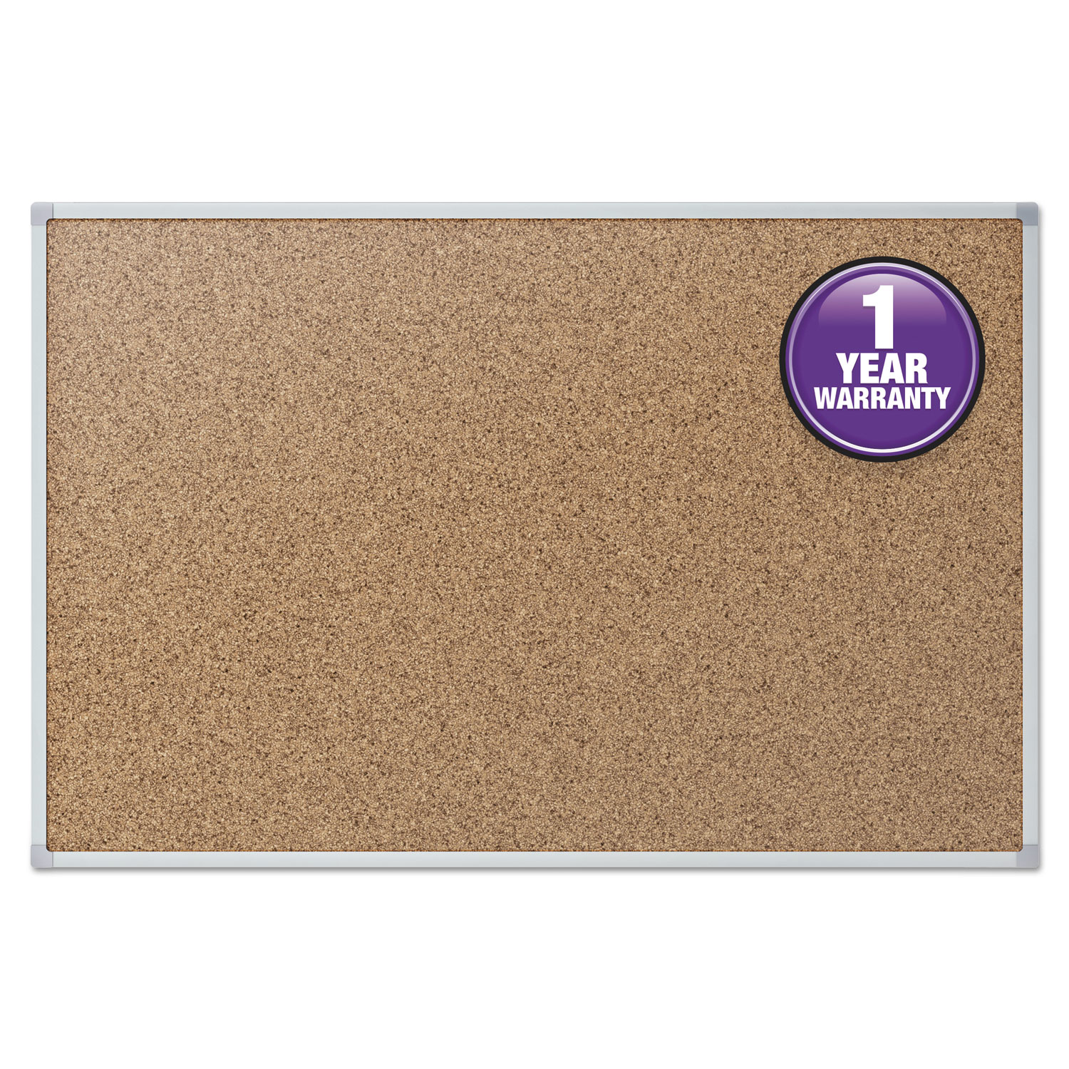 Cork Bulletin Board, 36 x 24, Natural Surface, Silver Aluminum Frame