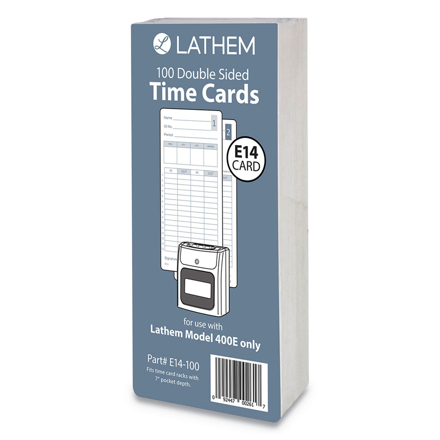 Lathem® Time Time Clock Cards for Lathem Time 400E, Two Sides, 3 x 7, 100/Pack Harter Supply