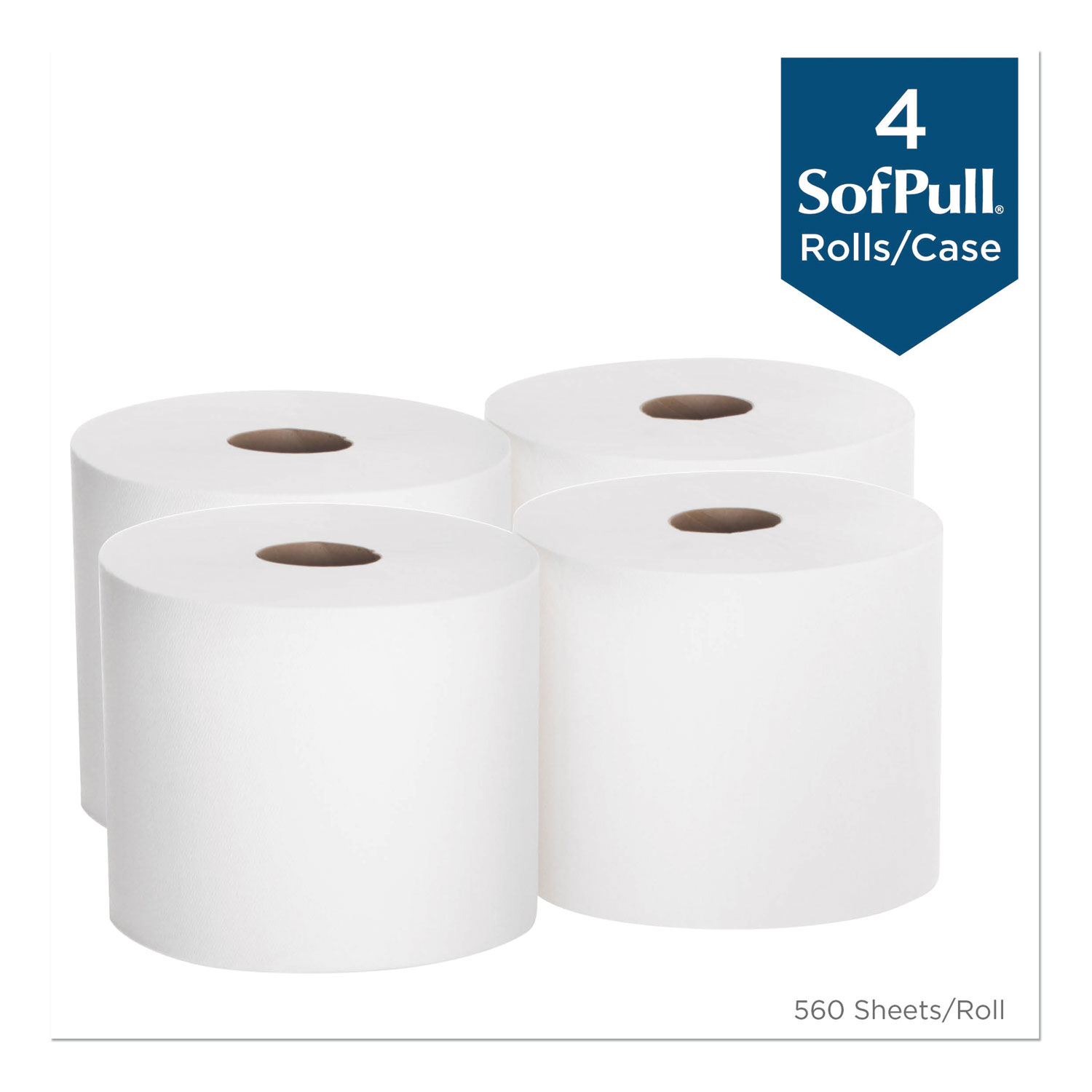 SofPull Perforated Paper Towel, 7 4/5 x 15, White, 560/Roll, 4 Rolls