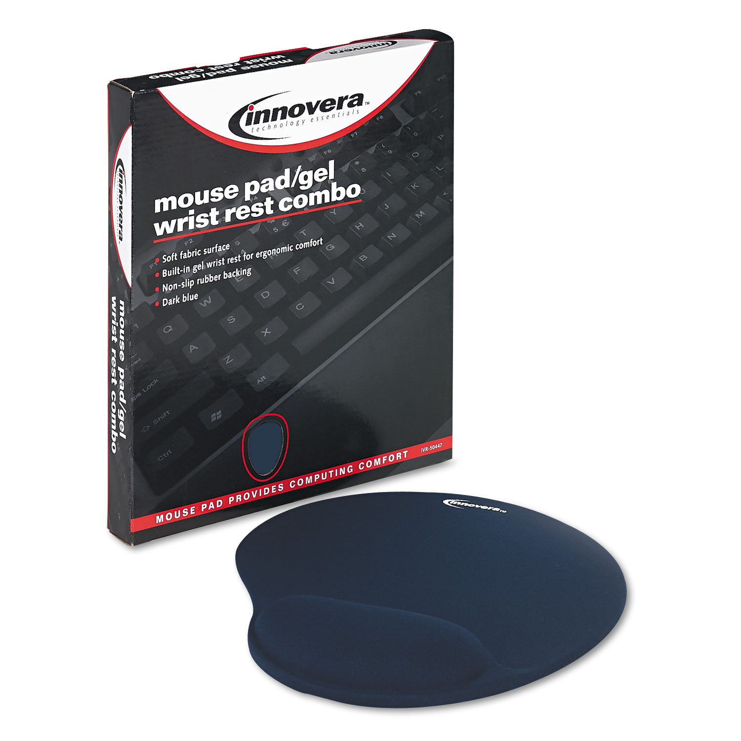 Mouse Pad w/Gel Wrist Pad, Nonskid Base, 103/8 x 87/8, Blue