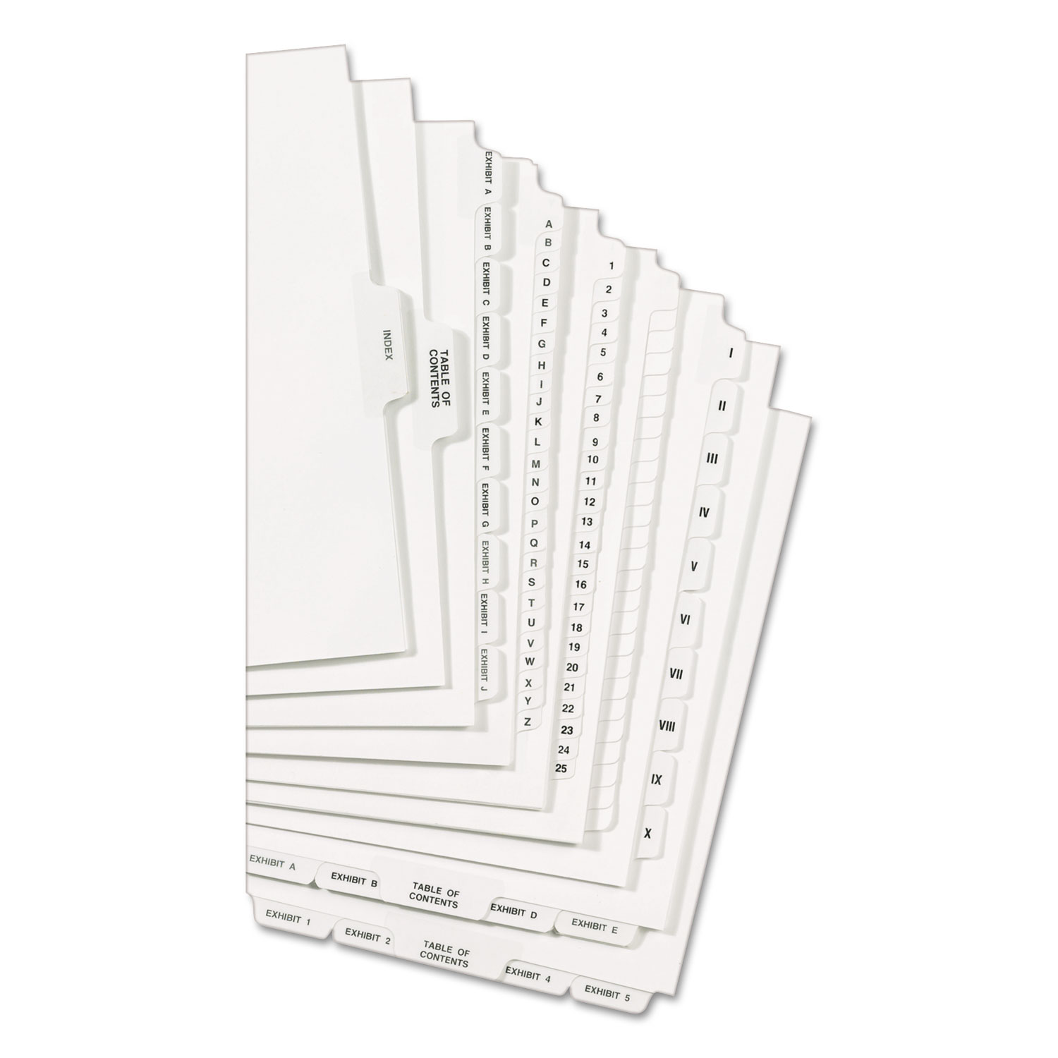 Check out Preprinted Legal Exhibit Index Tab Dividers with Black and