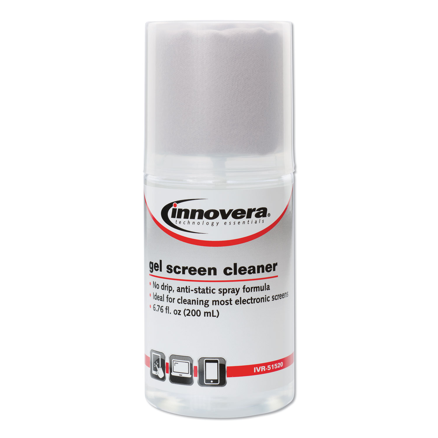 AntiStatic Gel Screen Cleaner, with Gray Microfiber Cloth, 4 oz Spray