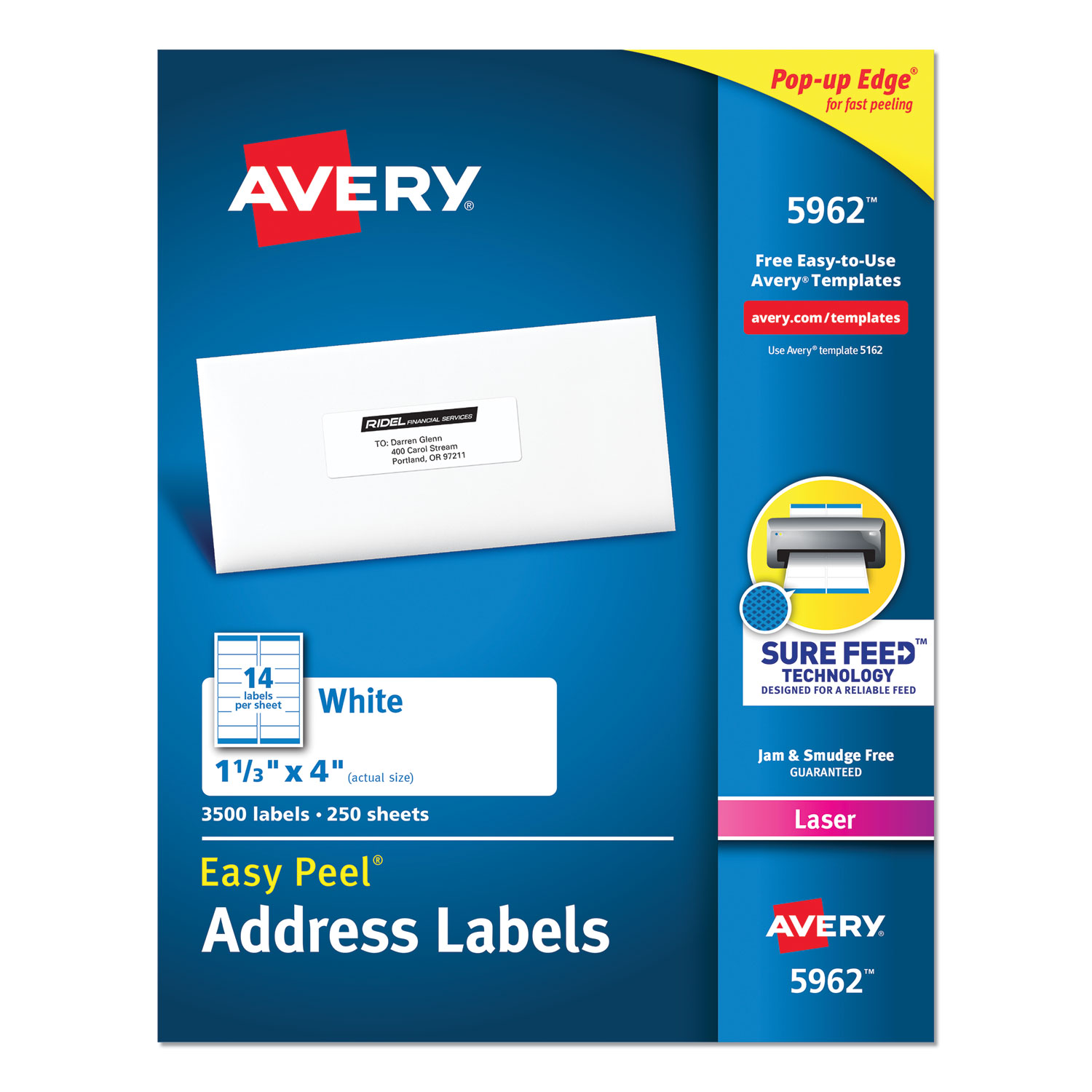 Avery 05261 Easy Peel White Address Labels with Sure Feed Technology