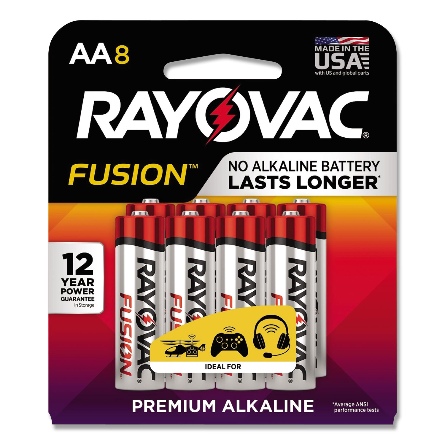 Fusion Advanced Alkaline AA Batteries, 8/Pack Best Office Group