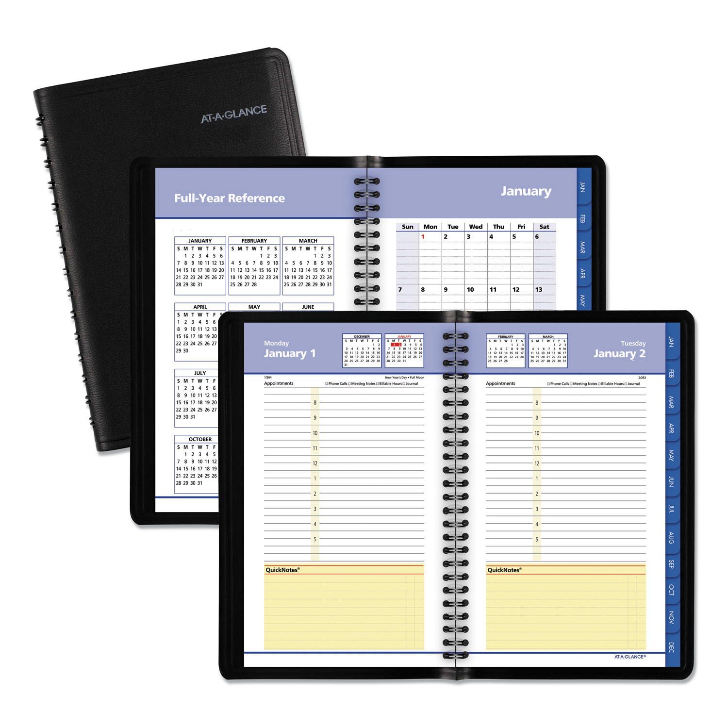 800 Range Weekly/Monthly Appointment Book, 11 x 8.25, Black Cover, 12