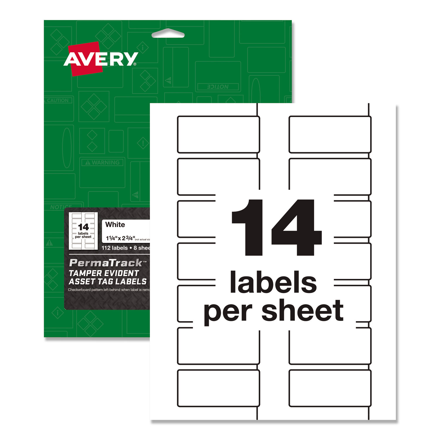 PermaTrack TamperEvident Asset Tag Labels, Laser Printers, 0.75 x 1.5