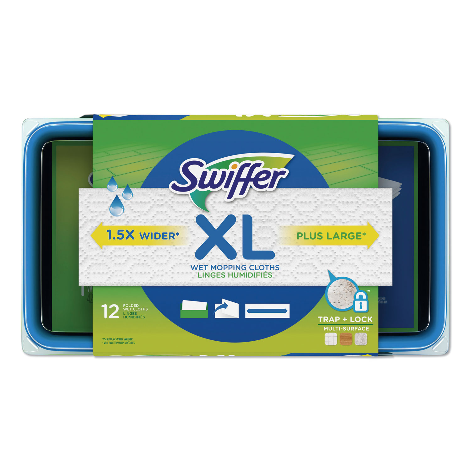 Swiffer® Max/XL Wet Refill Cloths, 16.5 x 9, White, 12/Tub, 6 Tubs/Carton ADVANCED INDUSTRIAL