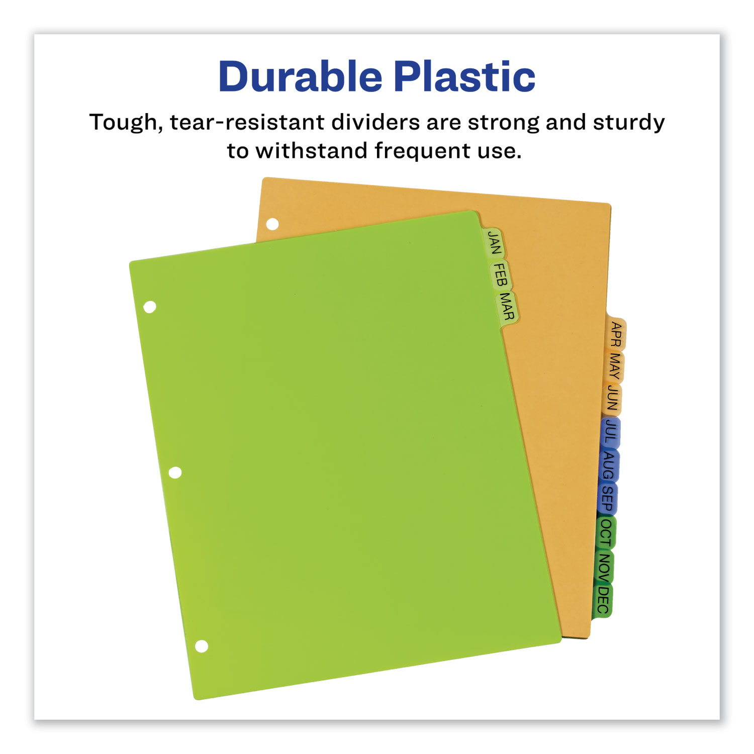 Durable Preprinted Plastic Tab Dividers, 12Tab, A to Z, 11 x 8.5