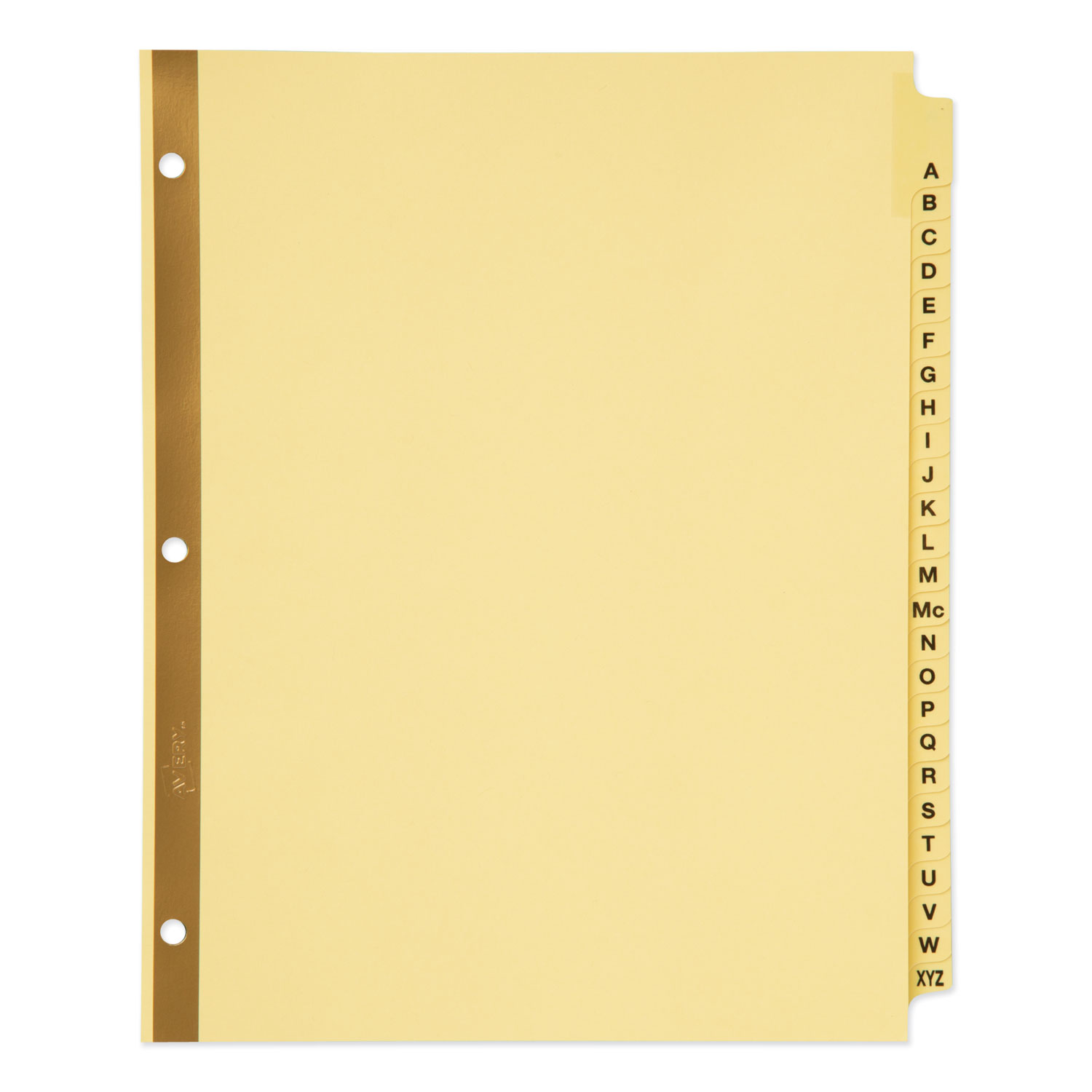 Preprinted Laminated Tab Dividers w/Gold Reinforced Binding Edge, 25