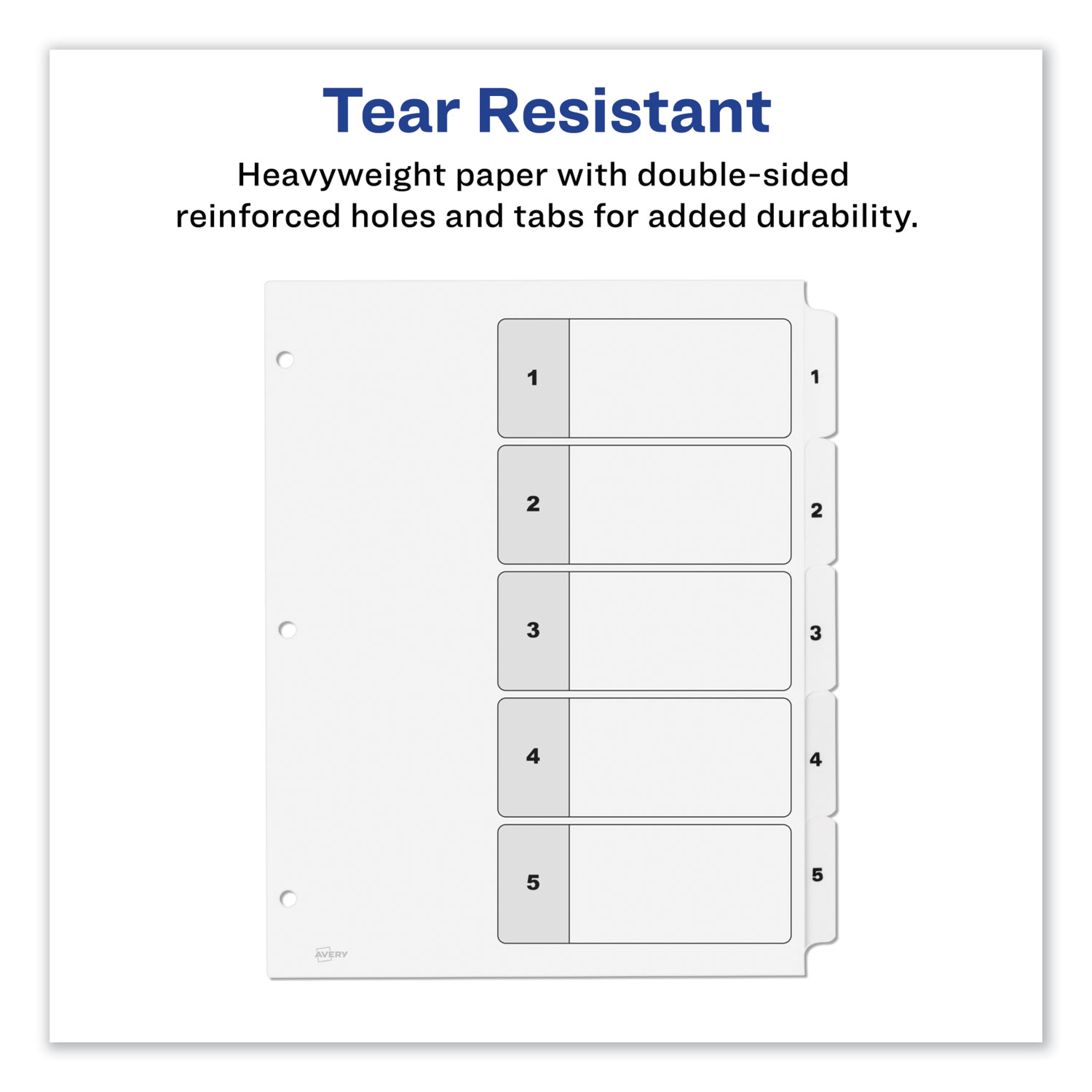 Customizable TOC Ready Index Black and White Dividers, 5Tab, 1 to 5, 11 x 8.5, 1 Set Western