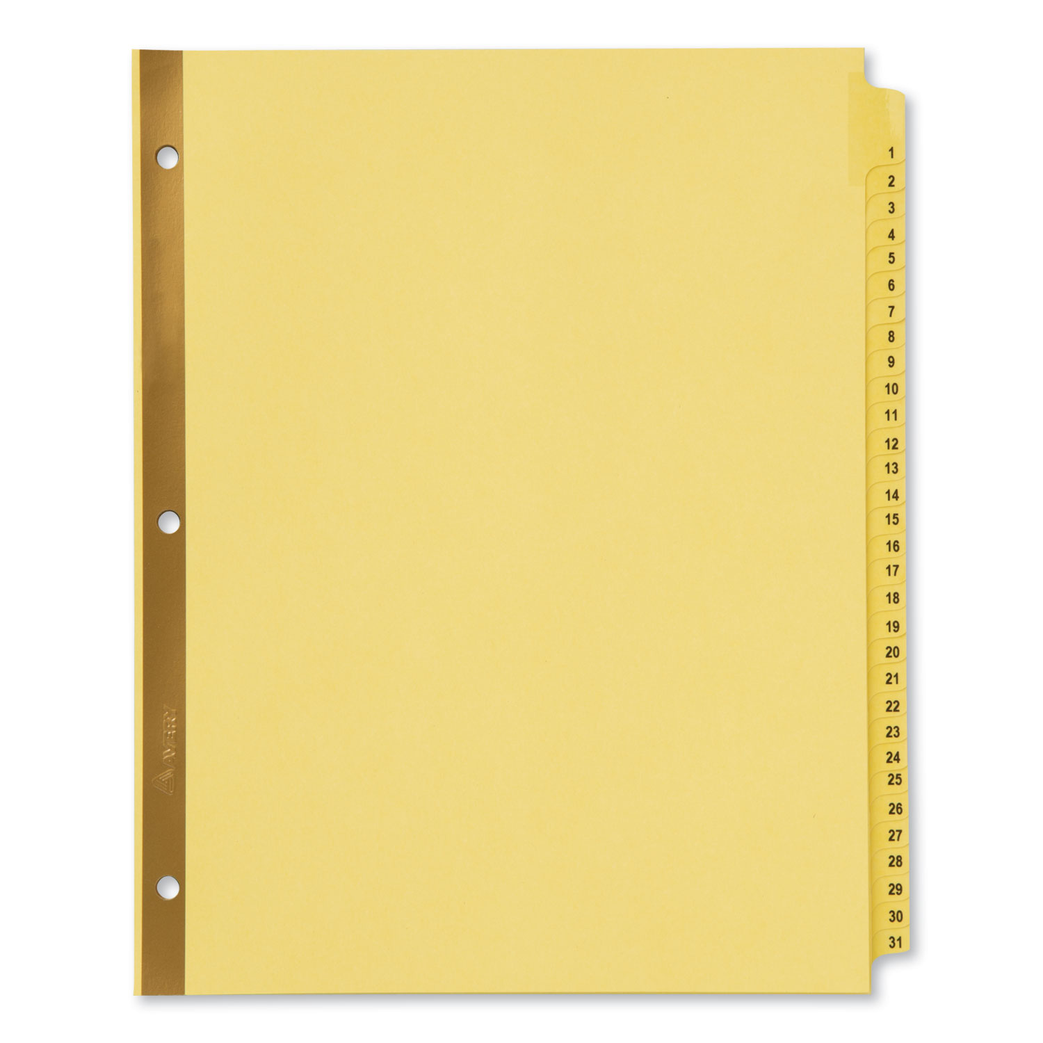 Preprinted Laminated Tab Dividers with Gold Reinforced Binding Edge, 31