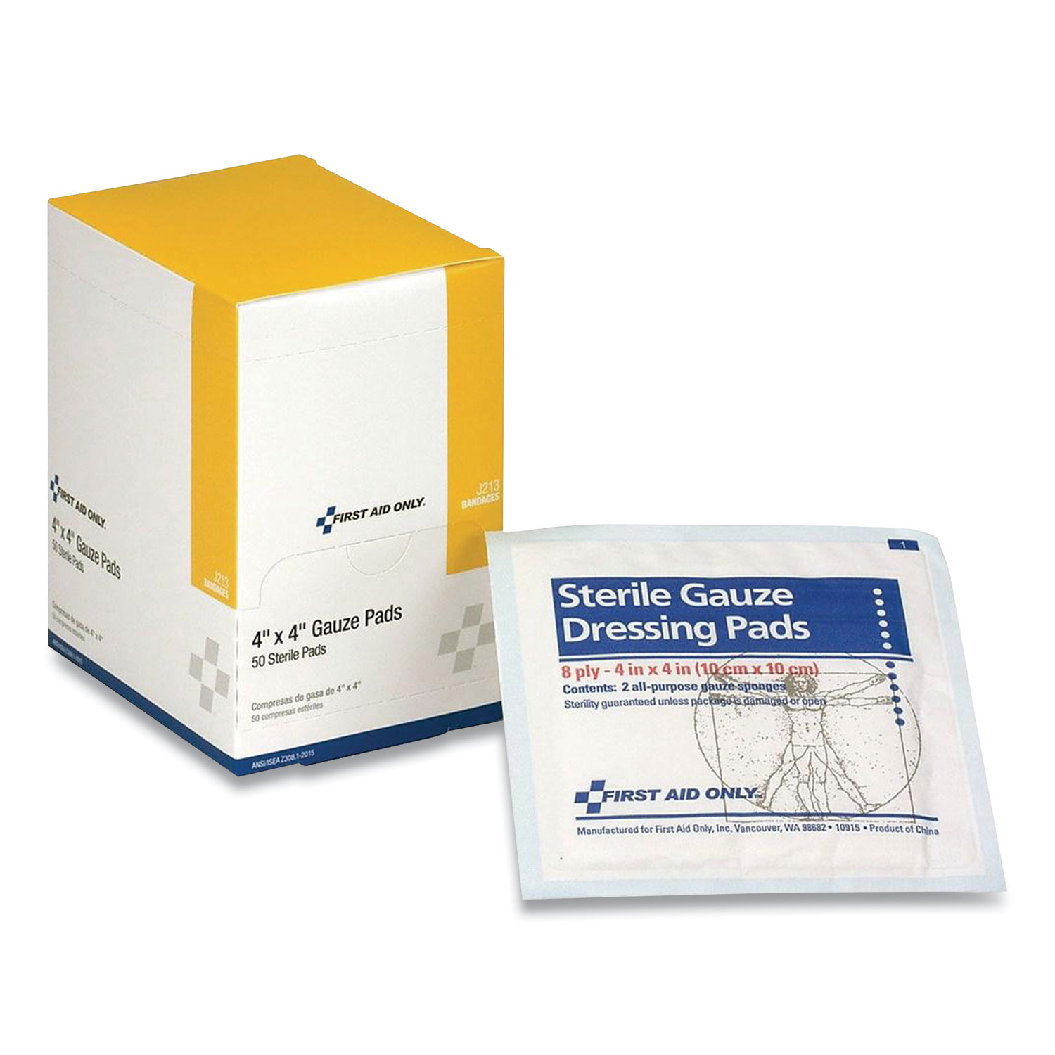 Sterile Gauze Pads, 4 x 4, 50/Box Zerbee