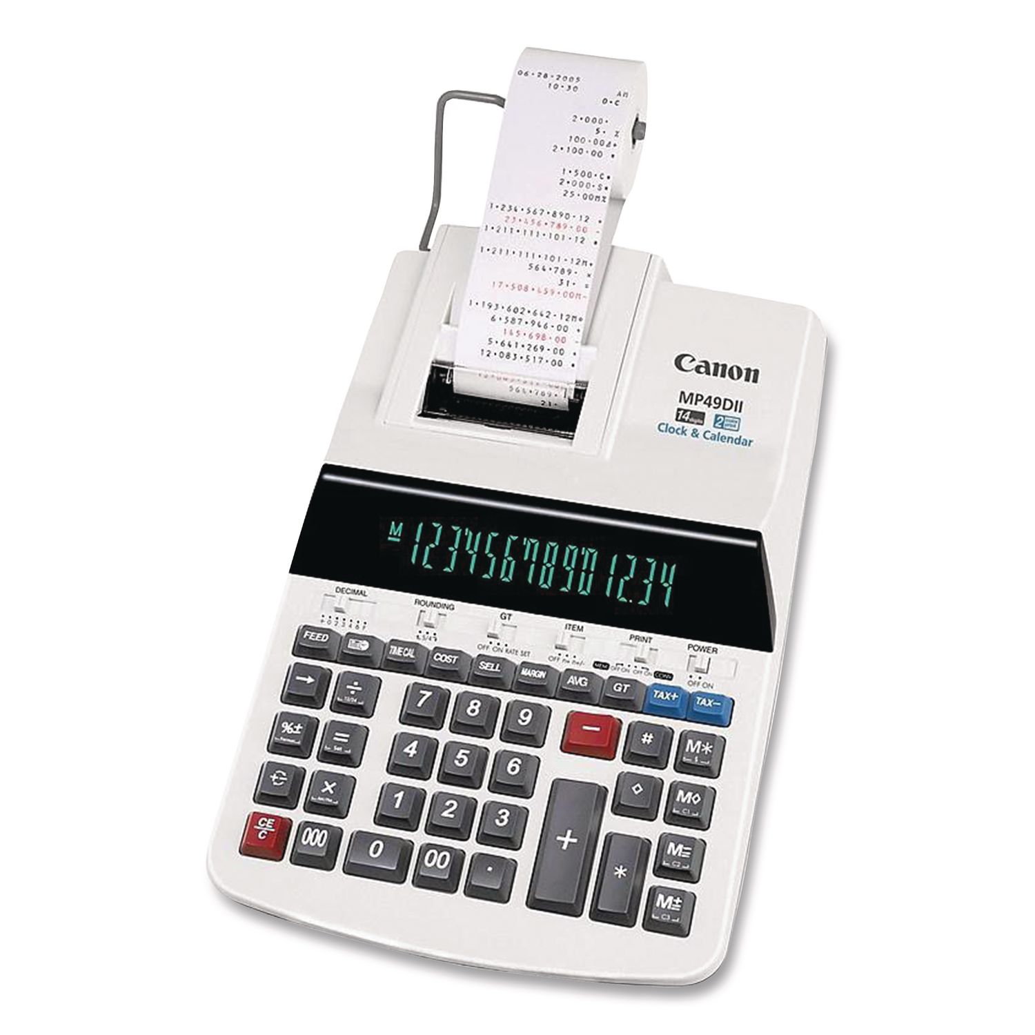Canon® MP49DII 14Digit Desktop Calculator, Black/Red Print, 4.8 Lines