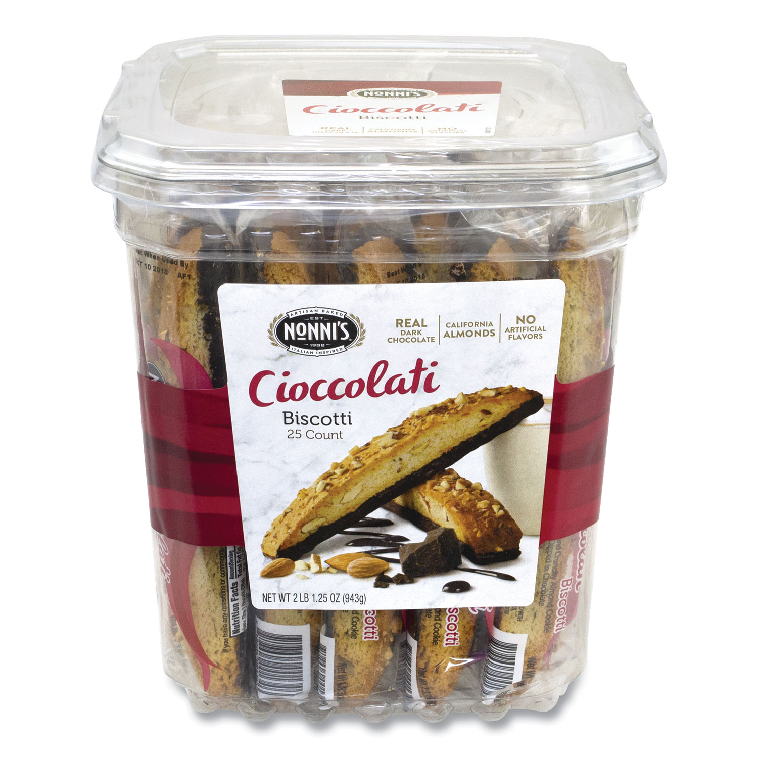 Nonni's® Biscotti, Dark Chocolate Almond, 0.85 oz Individually Wrapped