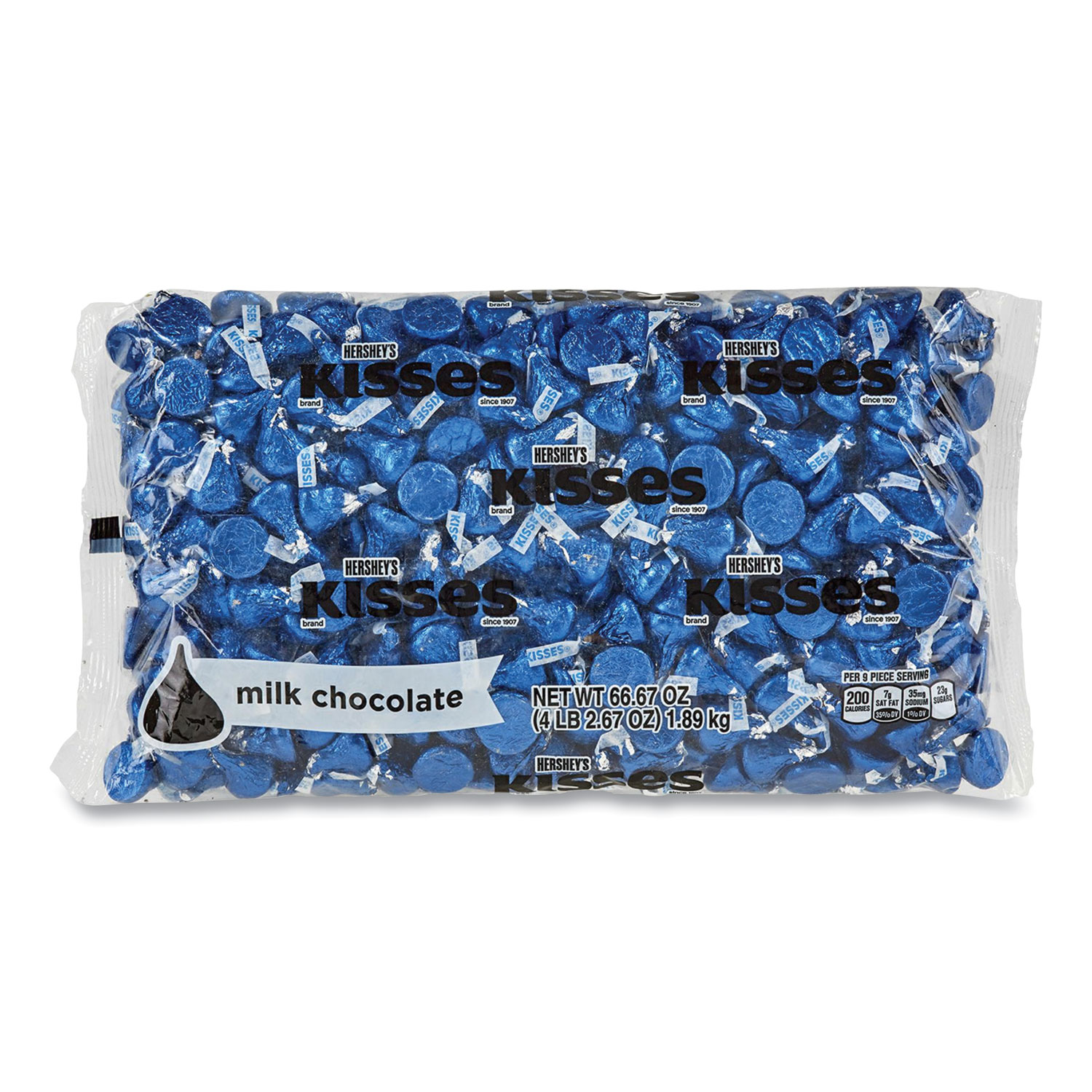 Hershey®'s KISSES, Milk Chocolate, Dark Blue Wrappers, 66.7 oz Bag, Delivered in 14 Business