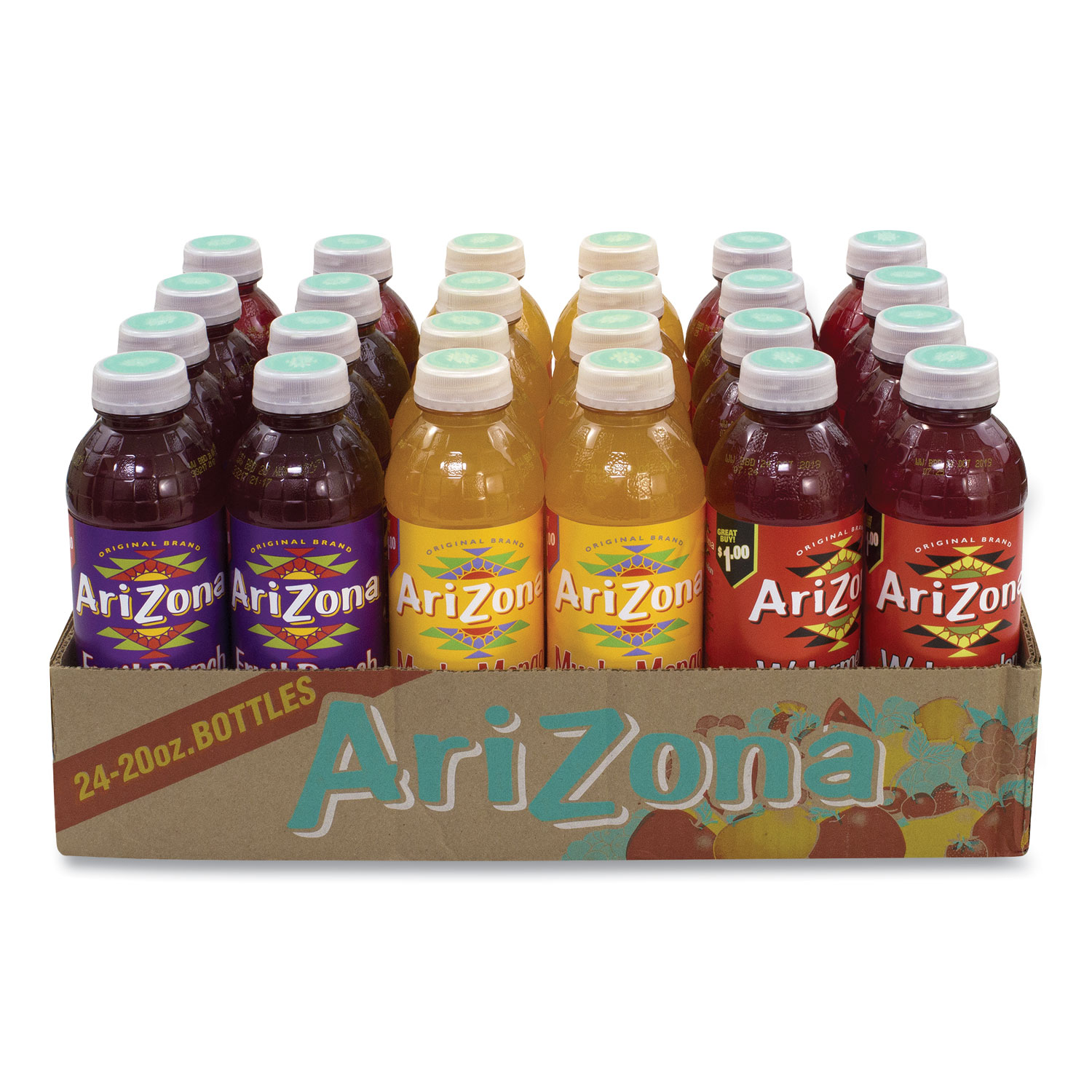 Arizona® Juice Variety Pack, Fruit Punch/Mucho Mango/Watermelon, 20 oz