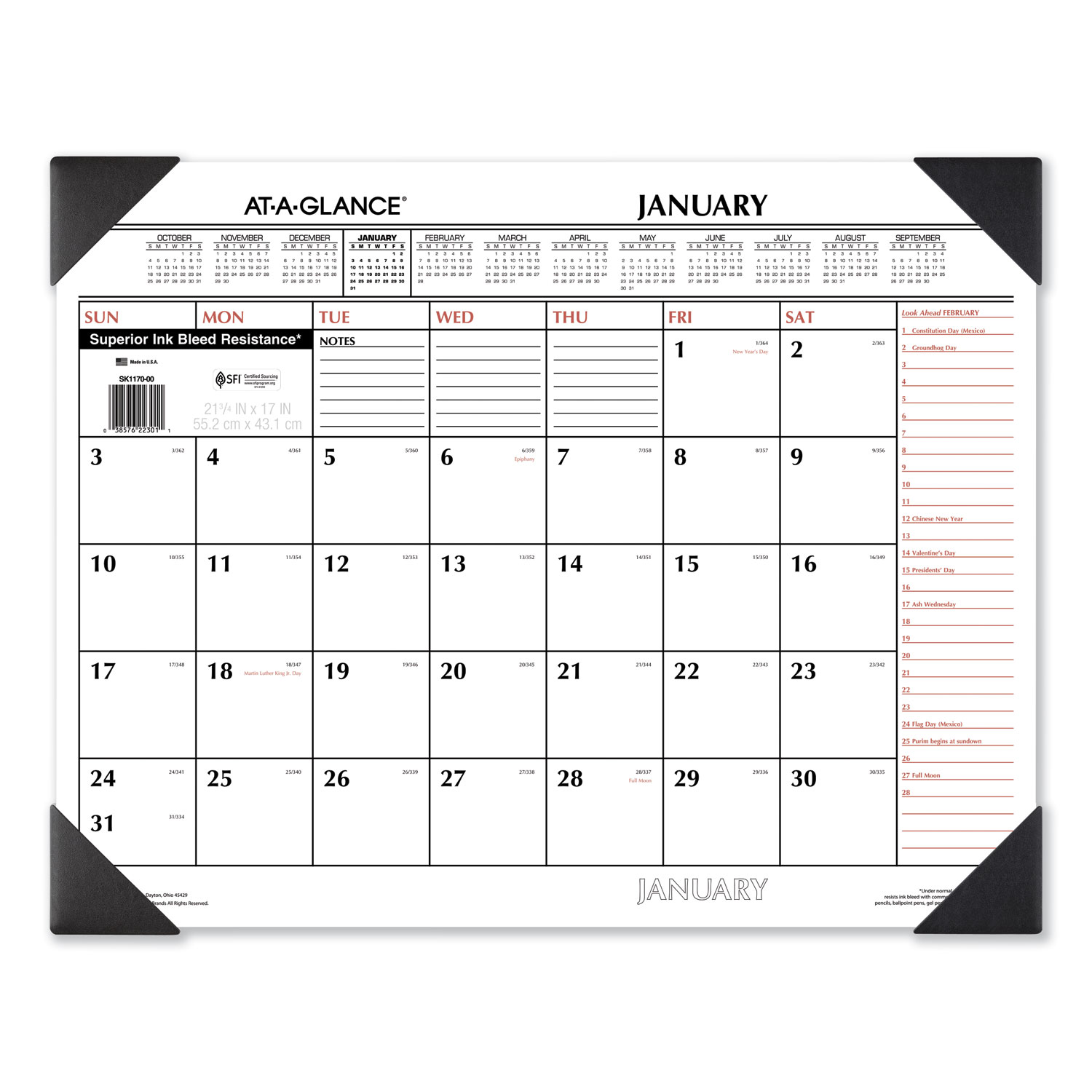at a glance desk pad calendar 2023 ATAGLANCE® TwoColor Monthly Desk Pad Calendar, 22 x 17, White Sheets