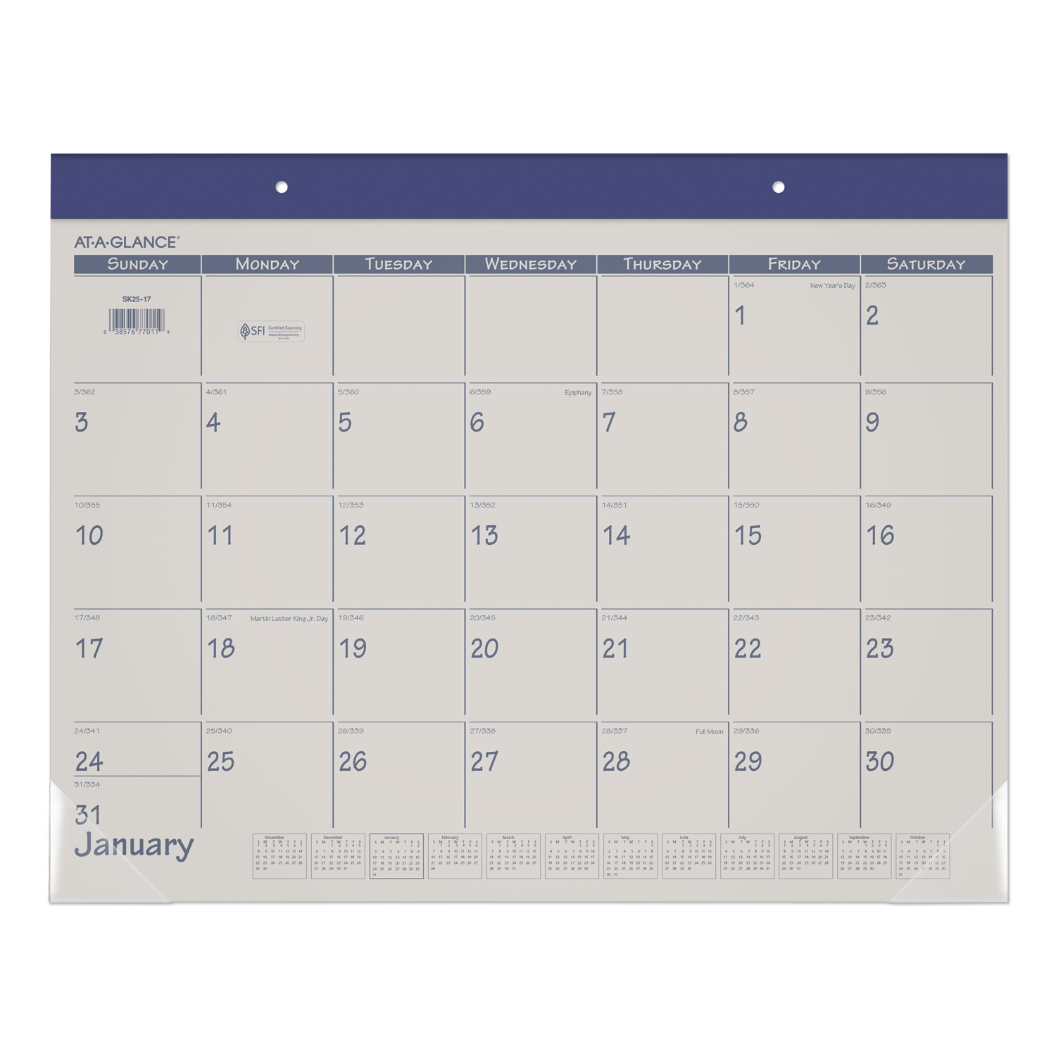 at a glance desk pad calendar 2023 ATAGLANCE® Fashion Color Desk Pad, 22 x 17, Stone/Blue Sheets, Blue