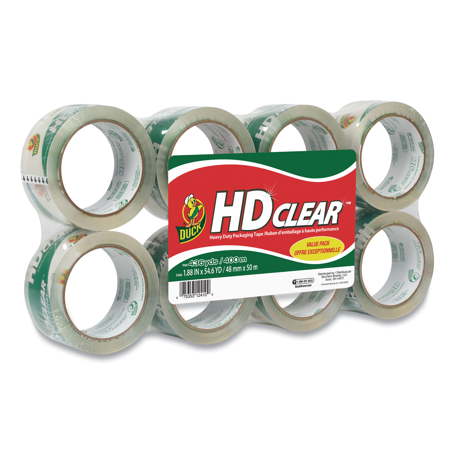 HeavyDuty Carton Packaging Tape, 3" Core, 1.88" x 55 yds, Clear, 8