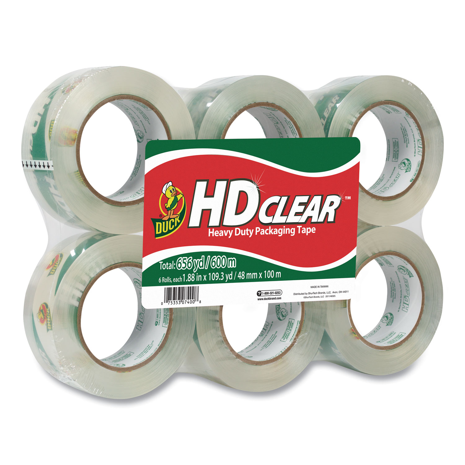 HeavyDuty Carton Packaging Tape, 3" Core, 1.88" x 109.3 yds, Clear, 6