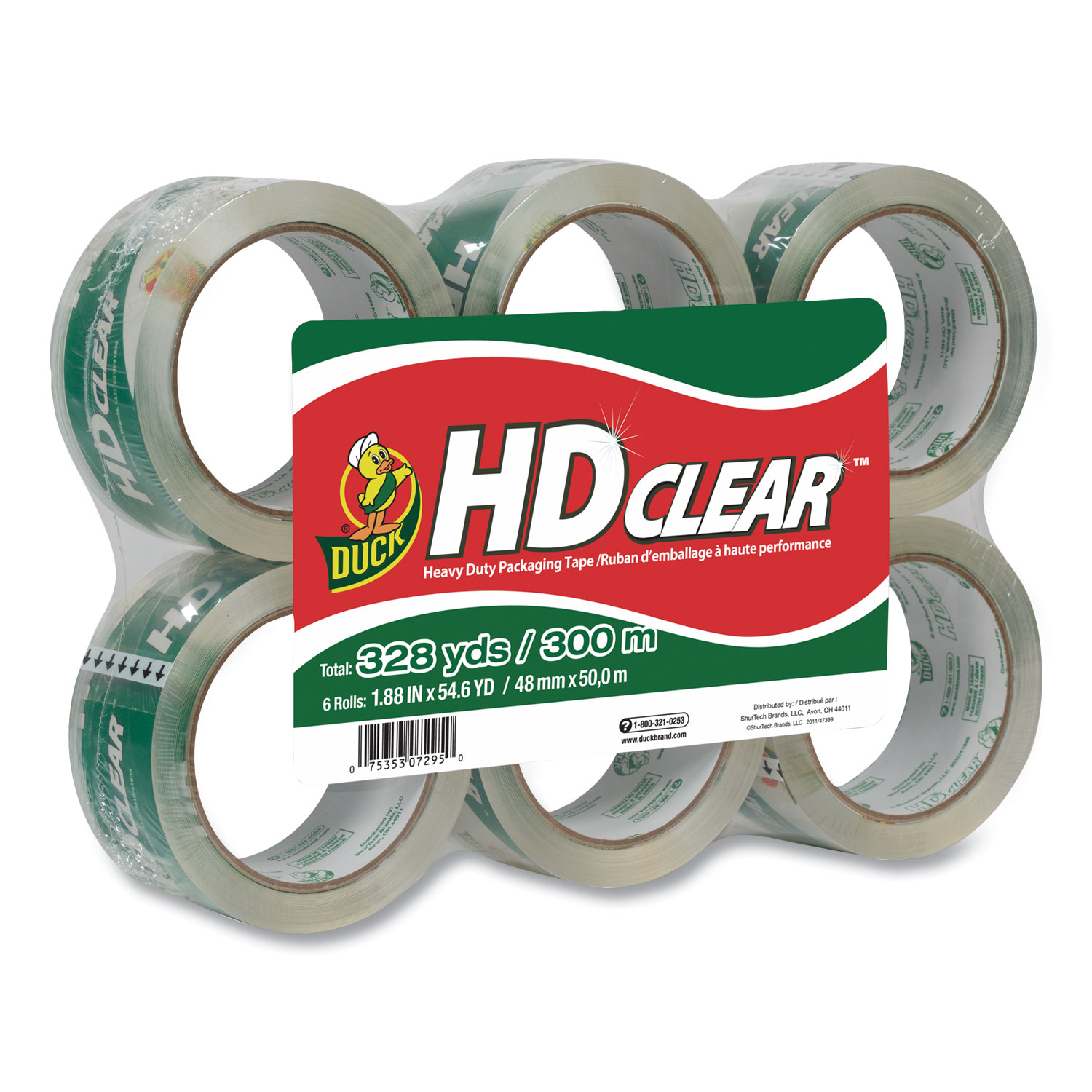 HeavyDuty Carton Packaging Tape, 3" Core, 1.88" x 55 yds, Clear, 6/Pack TonerQuest