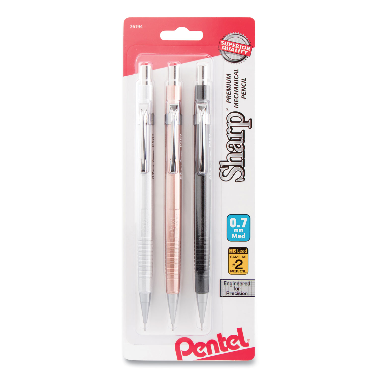 Sharp Mechanical Pencil, 0.7 mm, HB (2), Black Lead, Assorted Barrel