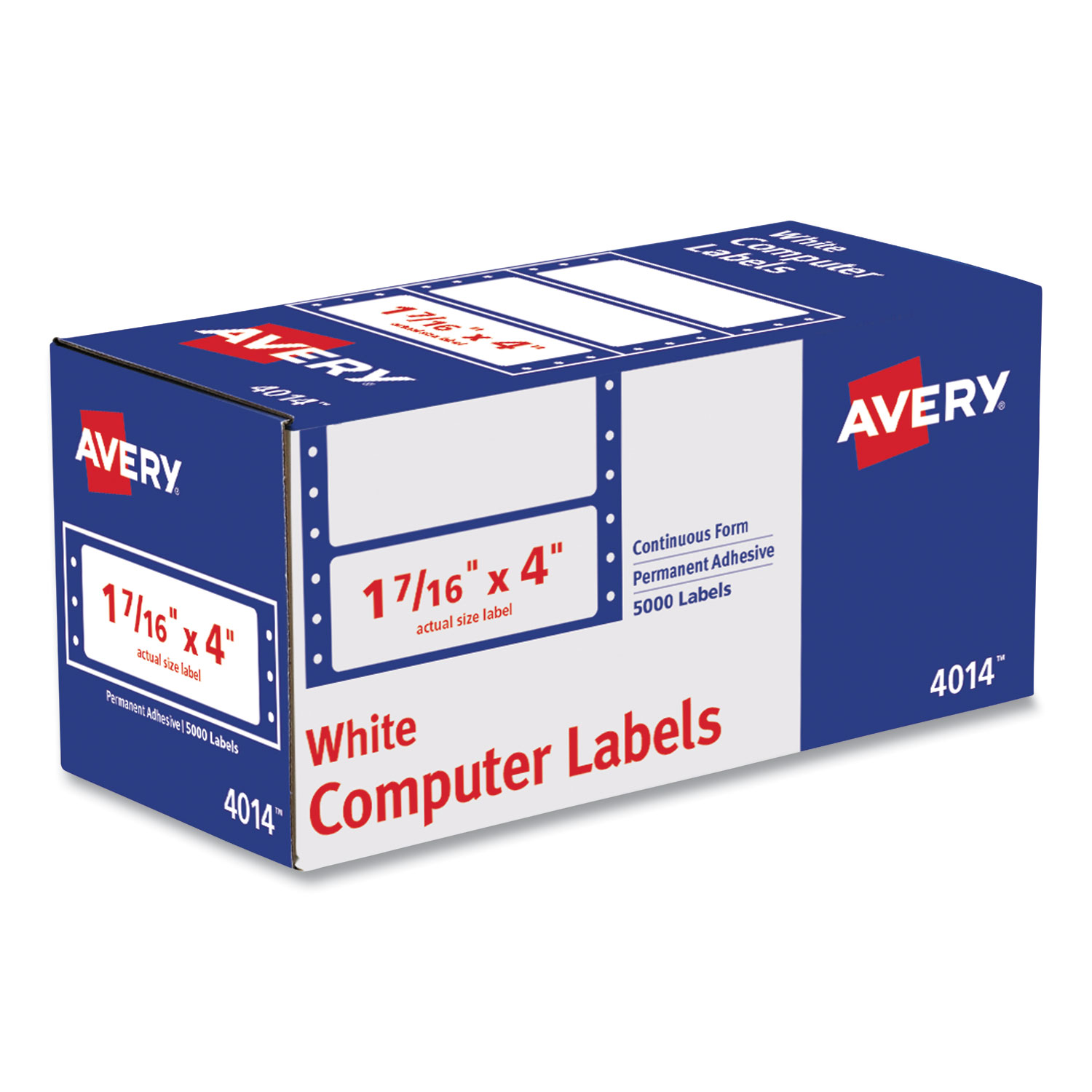 Dot Matrix Printer Mailing Labels, PinFed Printers, 1.44 x 4, White