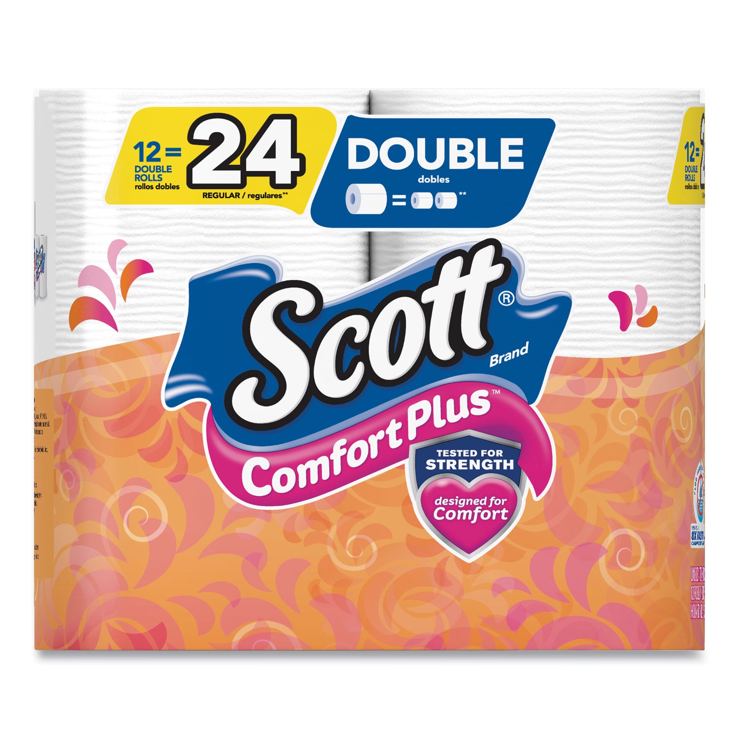 ComfortPlus Toilet Paper, Double Roll 231 Sheets, 1Ply Bath Tissue, 12