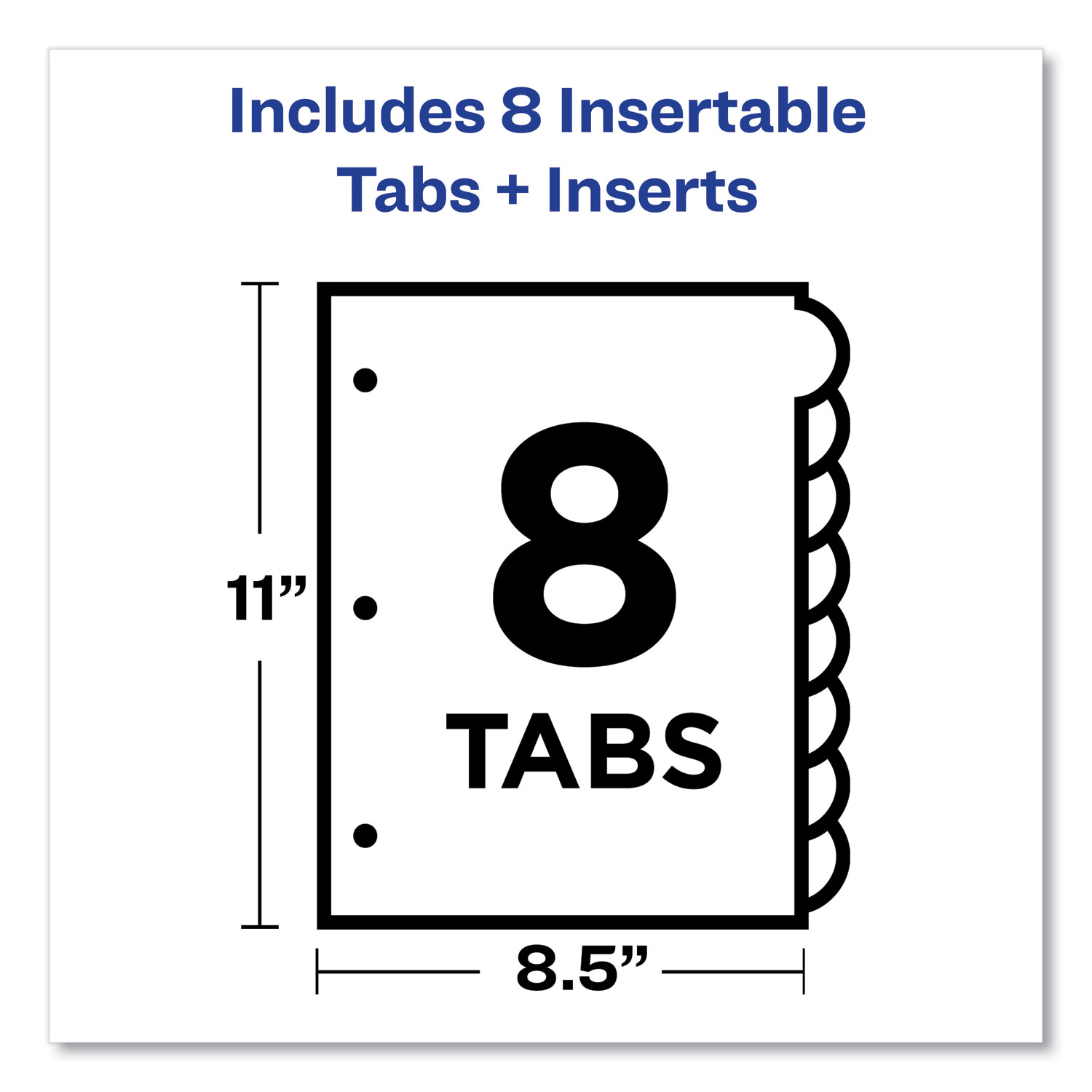 Insertable Big Tab Dividers, 8Tab, DoubleSided Gold Edge Reinforcing