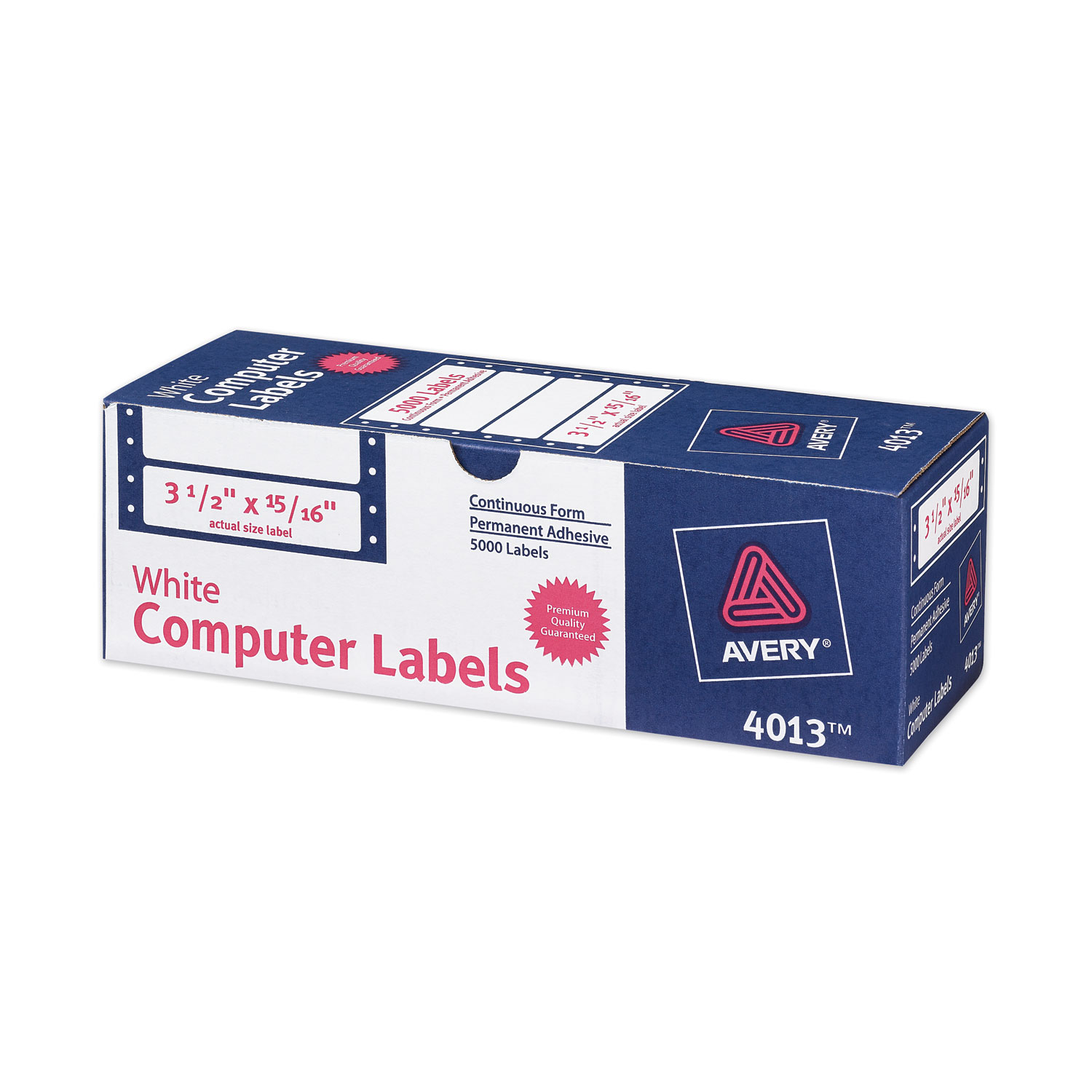 Dot Matrix Printer Mailing Labels, PinFed Printers, 0.94 x 3.5, White
