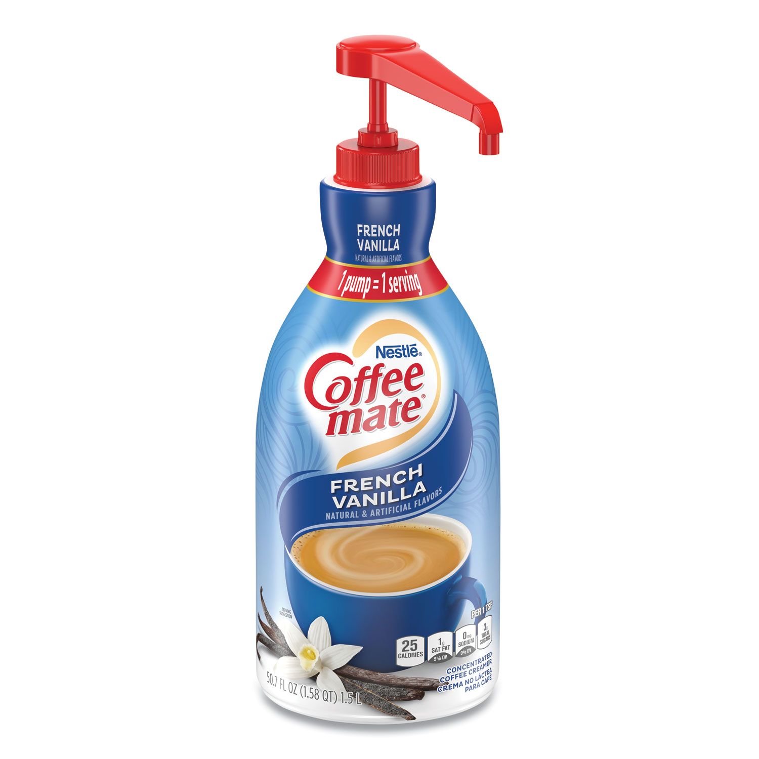 Liquid Coffee Creamer, French Vanilla, 1500mL Pump Bottle 3S Corp