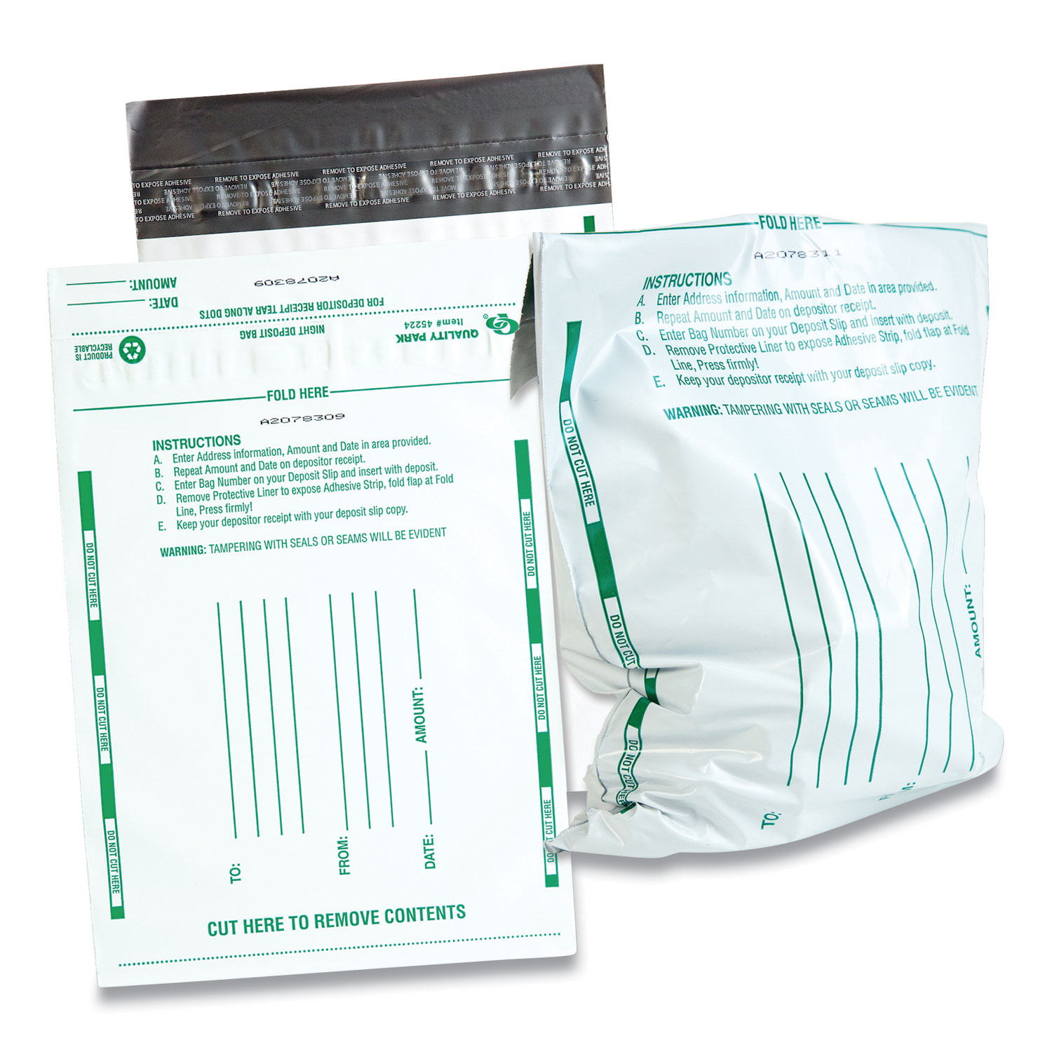 Quality Park™ Poly Night Deposit Bags with TearOff Receipt, 8.5 x 10.5