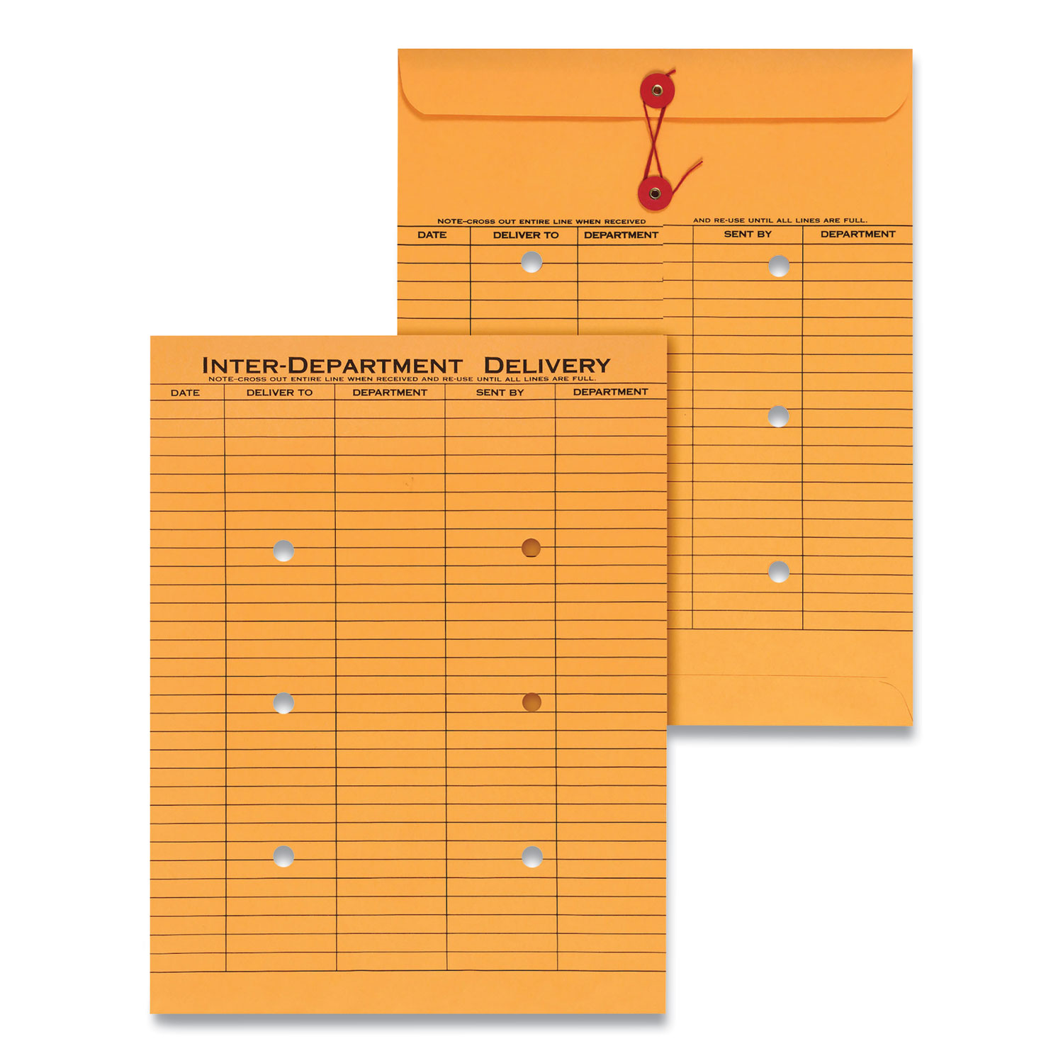 Light Brown Kraft String/Button Interoffice Envelope, 97, TwoSided