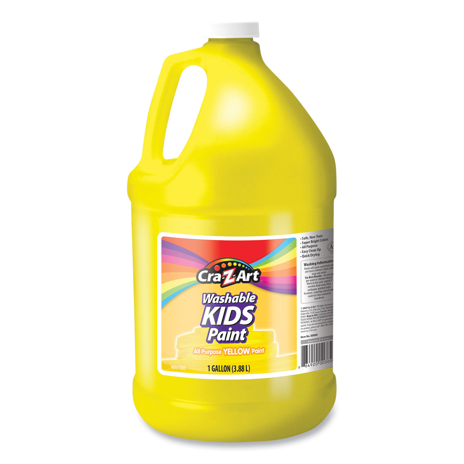 CraZArt® Washable Kids Paint, Yellow, 1 gal Bottle Montana Broom