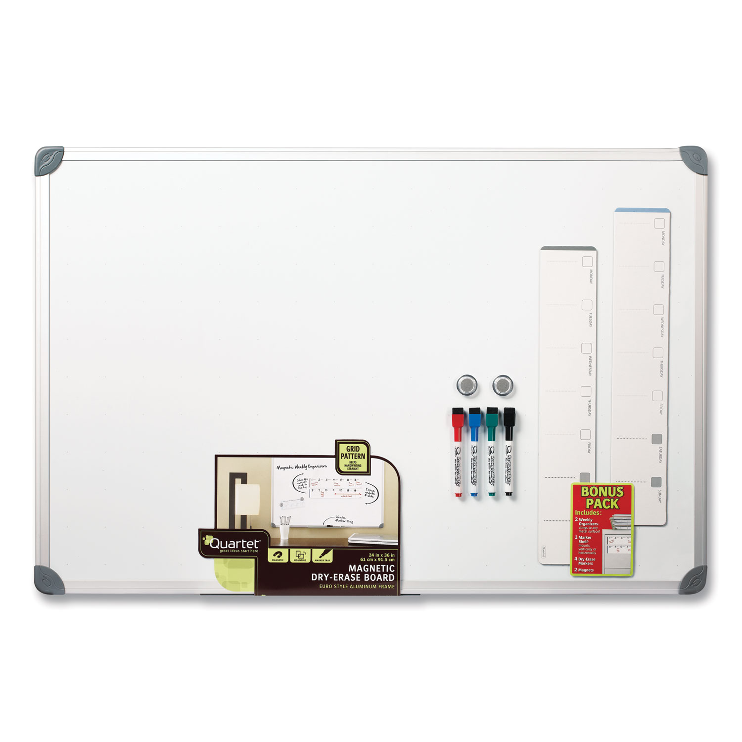 Quartet® EuroStyle DryErase Aluminum Frame Boards, 36 x 24