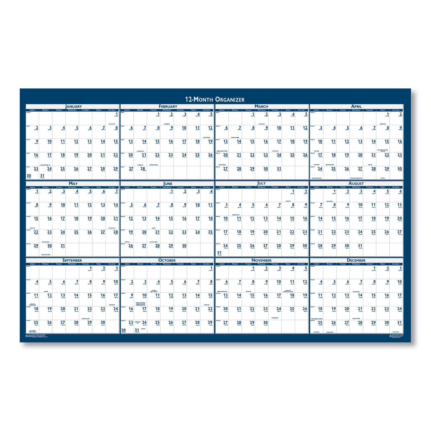 tulsa tech 2023-2024 calendar House of Doolittle™ Recycled Poster Style Reversible/Erasable Yearly