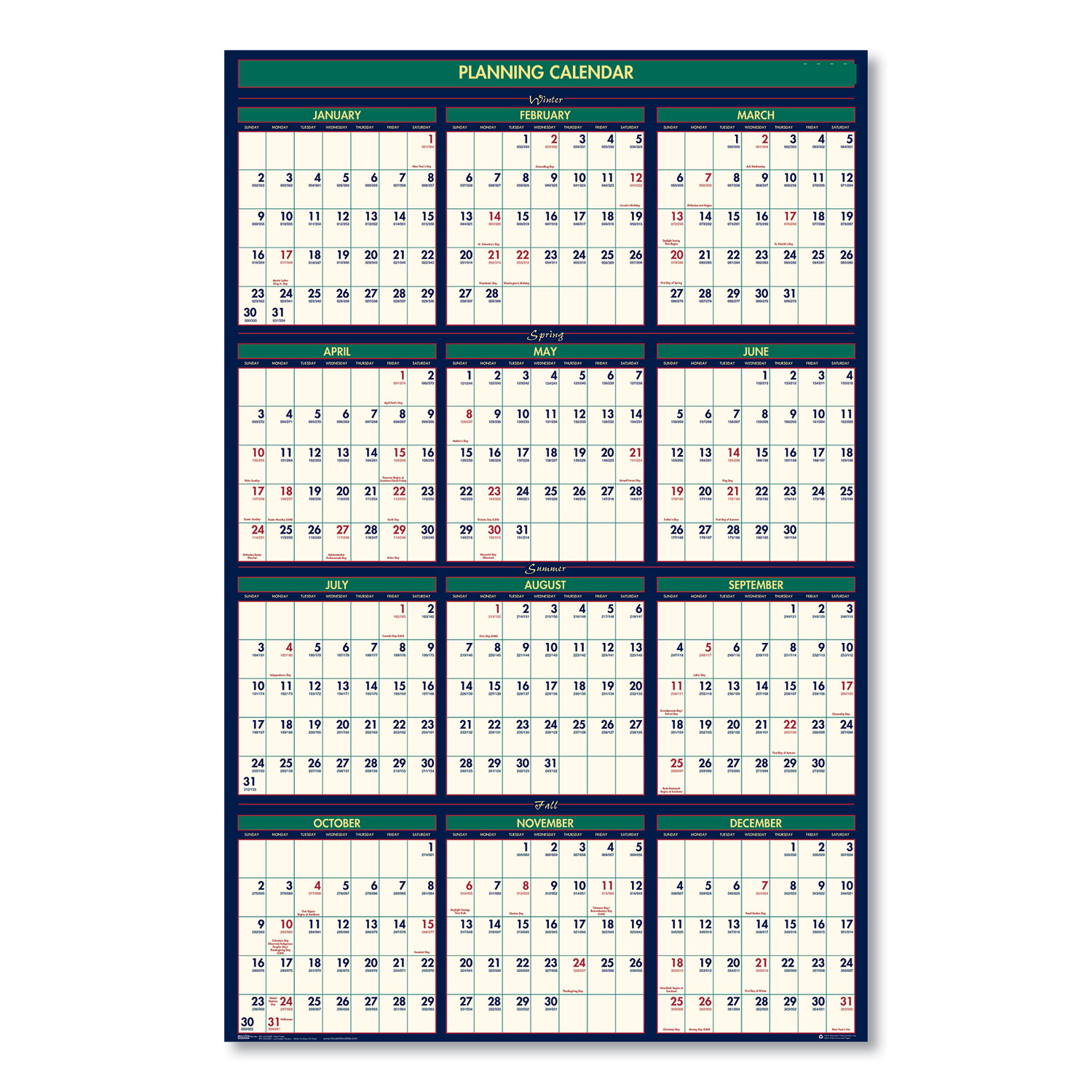 mcgill academic calendar 2023 24 Four Seasons Business/Academic Recycled Wall Calendar, 24 x 37, 12