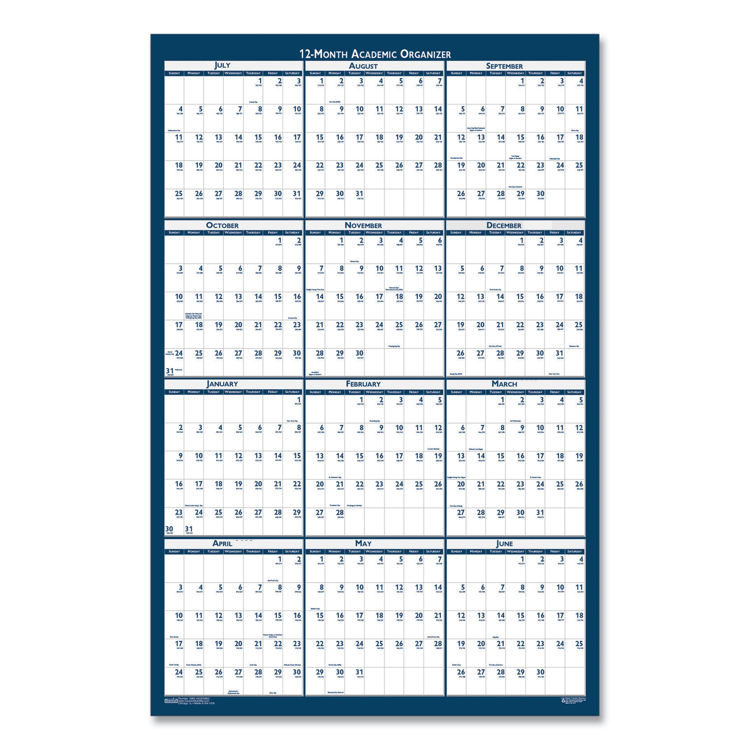 skidmore academic calendar 2023 24 Academic Year Recycled Poster Style Reversible/Erasable Yearly Wall